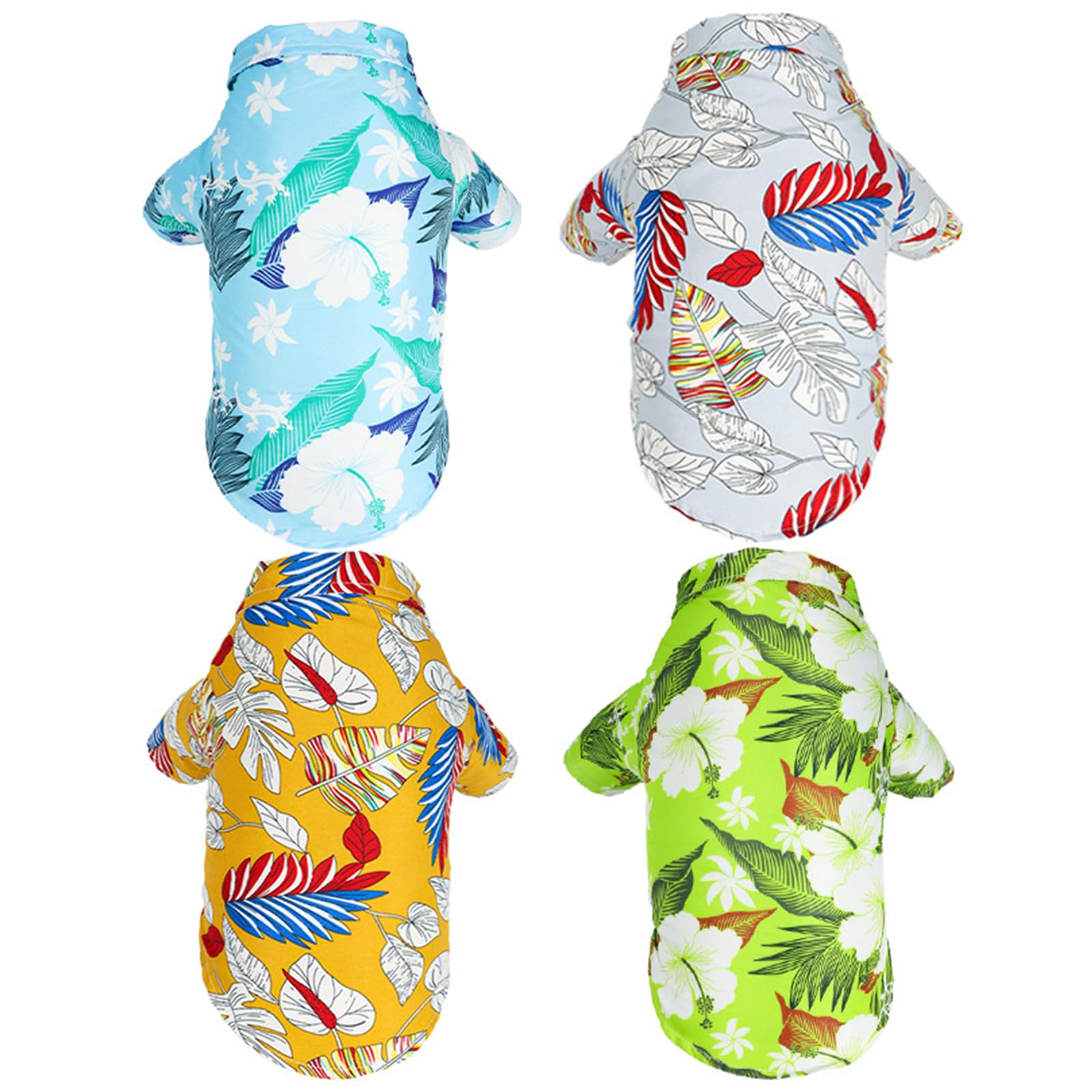 Lhyz Park Hawaiian Beach Print Pet Dog Cat T-Shirts Cute For Small To Medium Dog Cats Cool Summer Vest Camp Shirt Clothes (Blue