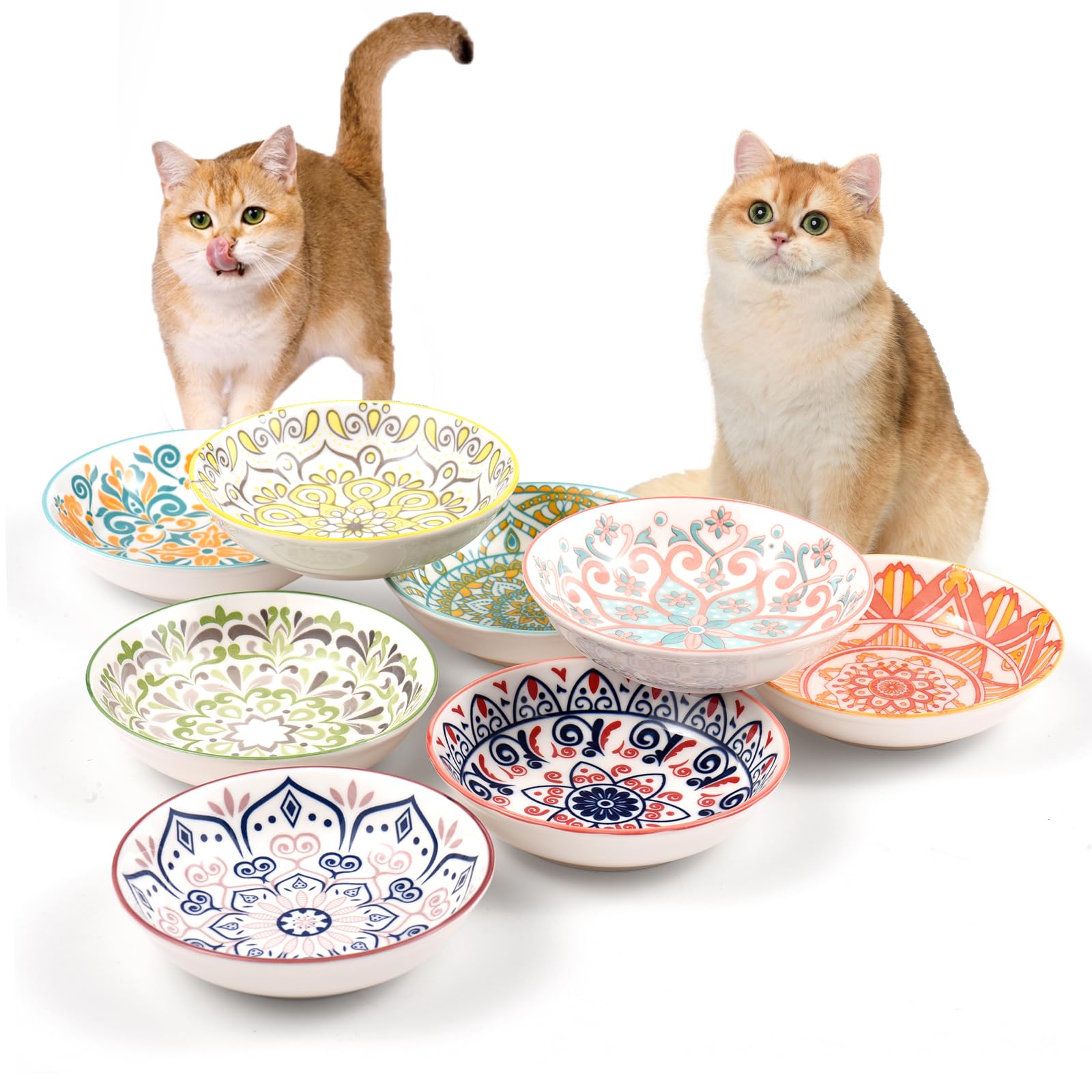 Cat Food Bowls for Indoor Cats Ceramic Cat Bowls Whisker Friendly Cat Dishes for Food and Water 5.5 Inches Kitten Bowls Cute Cat