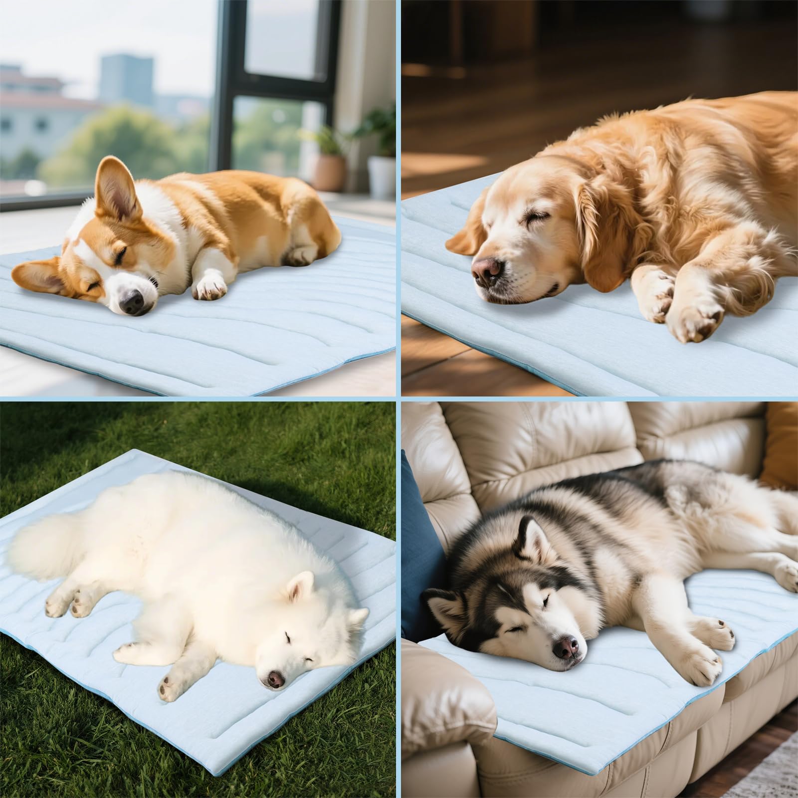 Becemuru Dog Cooling Mat - 36' X 23' Reversible Cooling Pad For Crate, Kennel, Bed, Sofa - Machine Washable, Durable, Non-Gel
