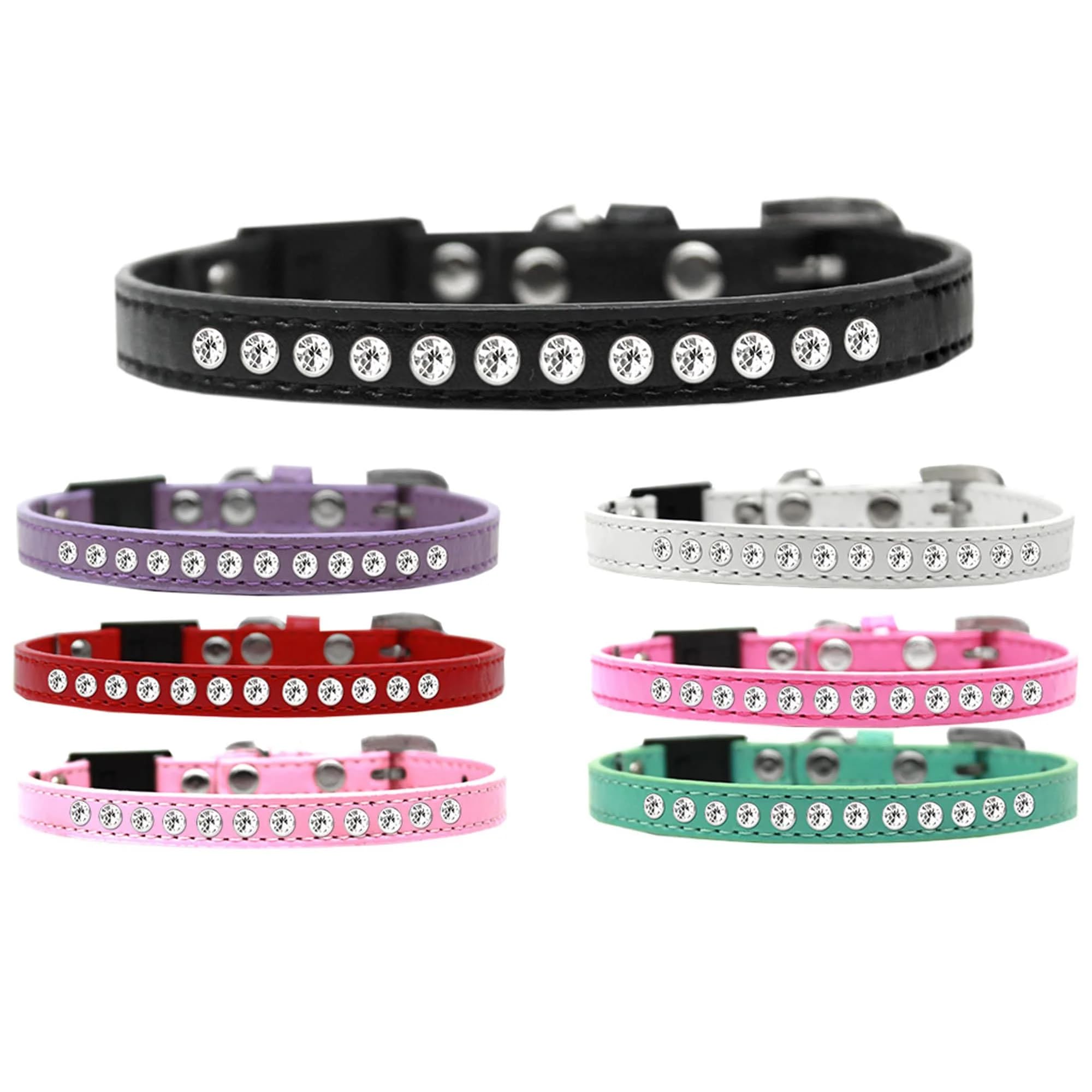 Breakaway Cat Collar, "Clear Jewel" White 10