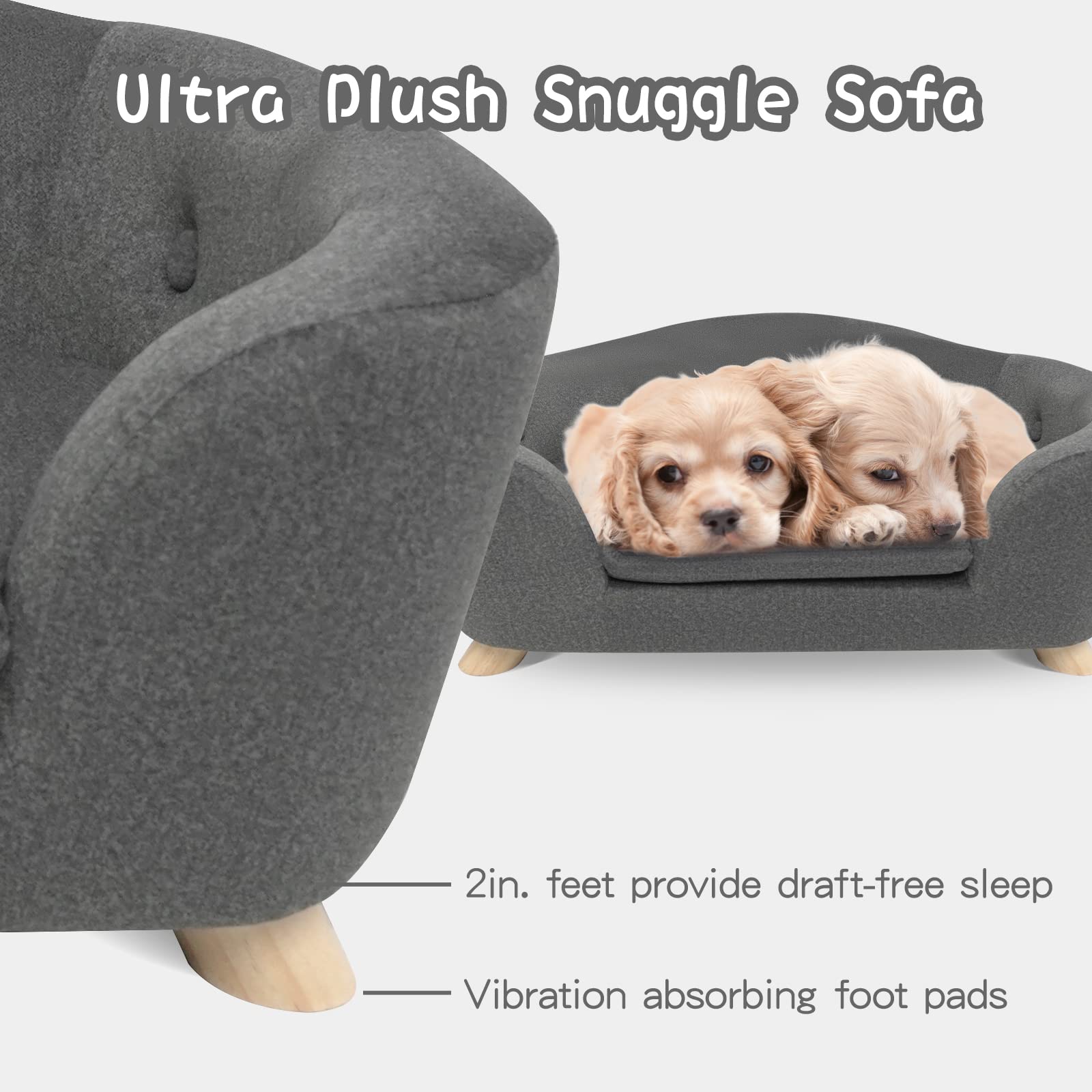 Shavi Pet Sofa Bed Dog Couch For Small Pet Dog And Cats, Low Back Pets Lounging Bed With Velvet Modern Sofa For Dogs Easy-To-Cle