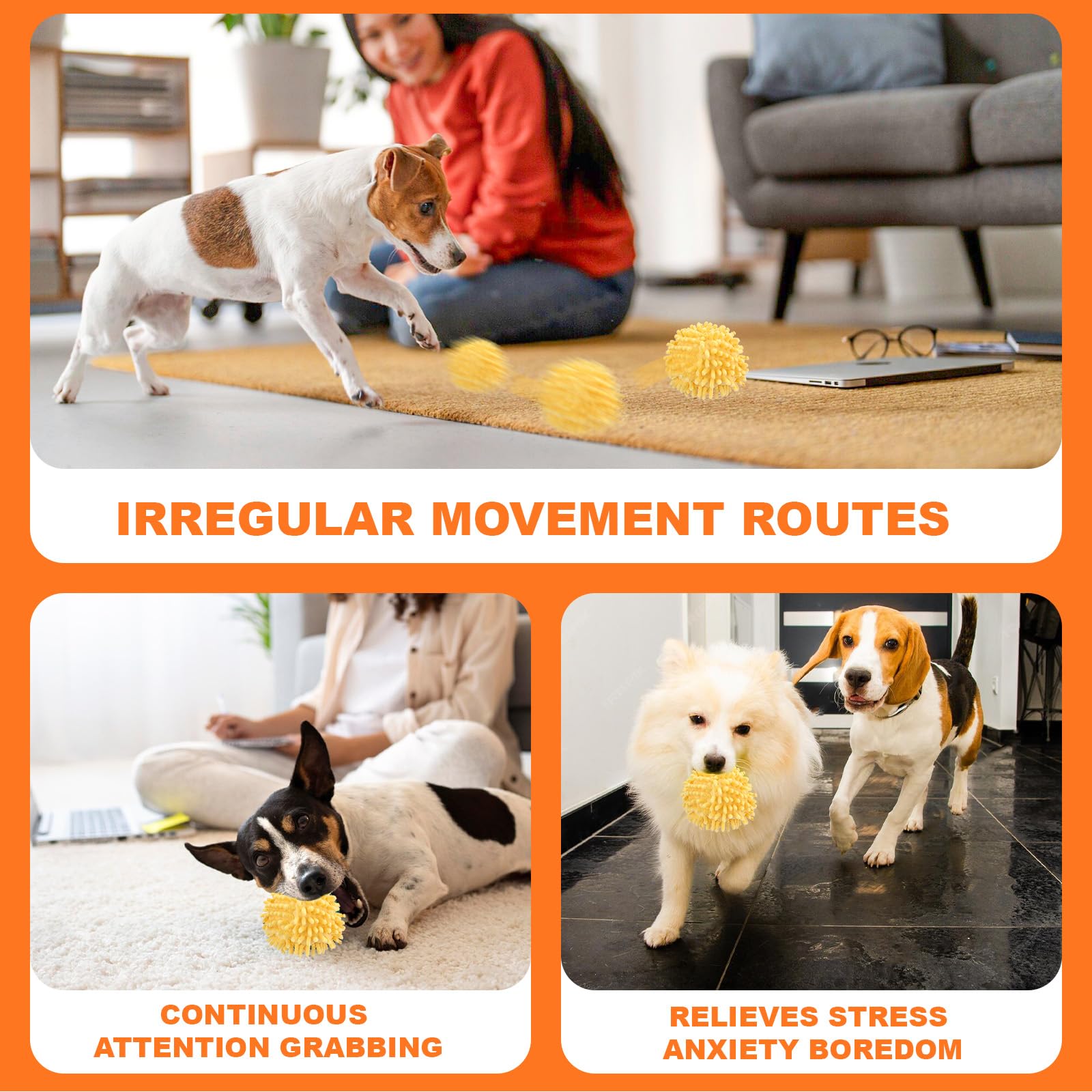 Baborui Interactive Dog Toys, Moving Dog Toy Ball With Cover, Self Rolling Dog Ball For Small/Medium/Large Dogs, Automatic Dog T