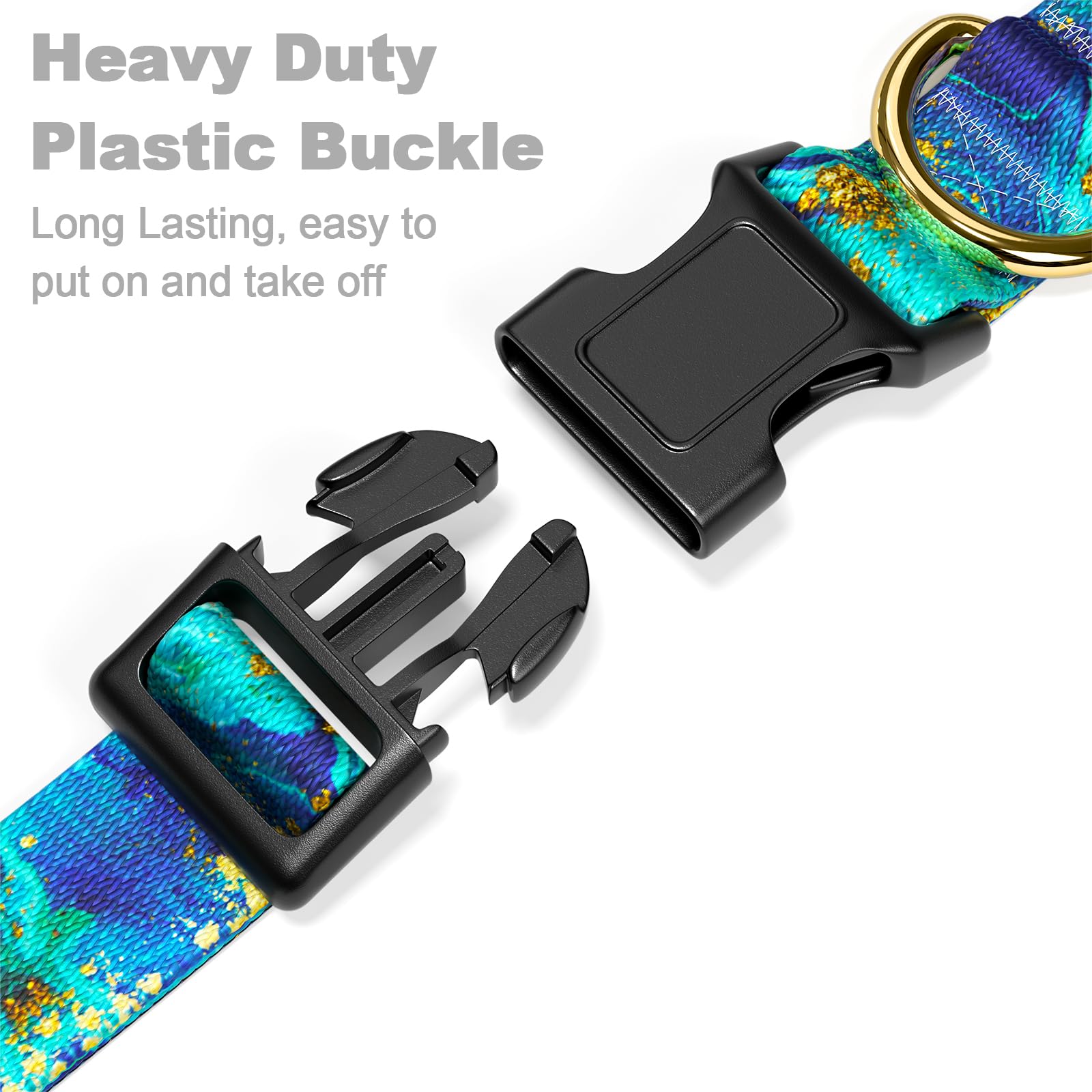 Rnivvi Dog Collar For Large Dogs, Cute Marble Heavy Duty Adjustable Puppy Collar With Quick Release Buckle For Girl & Female, Pe