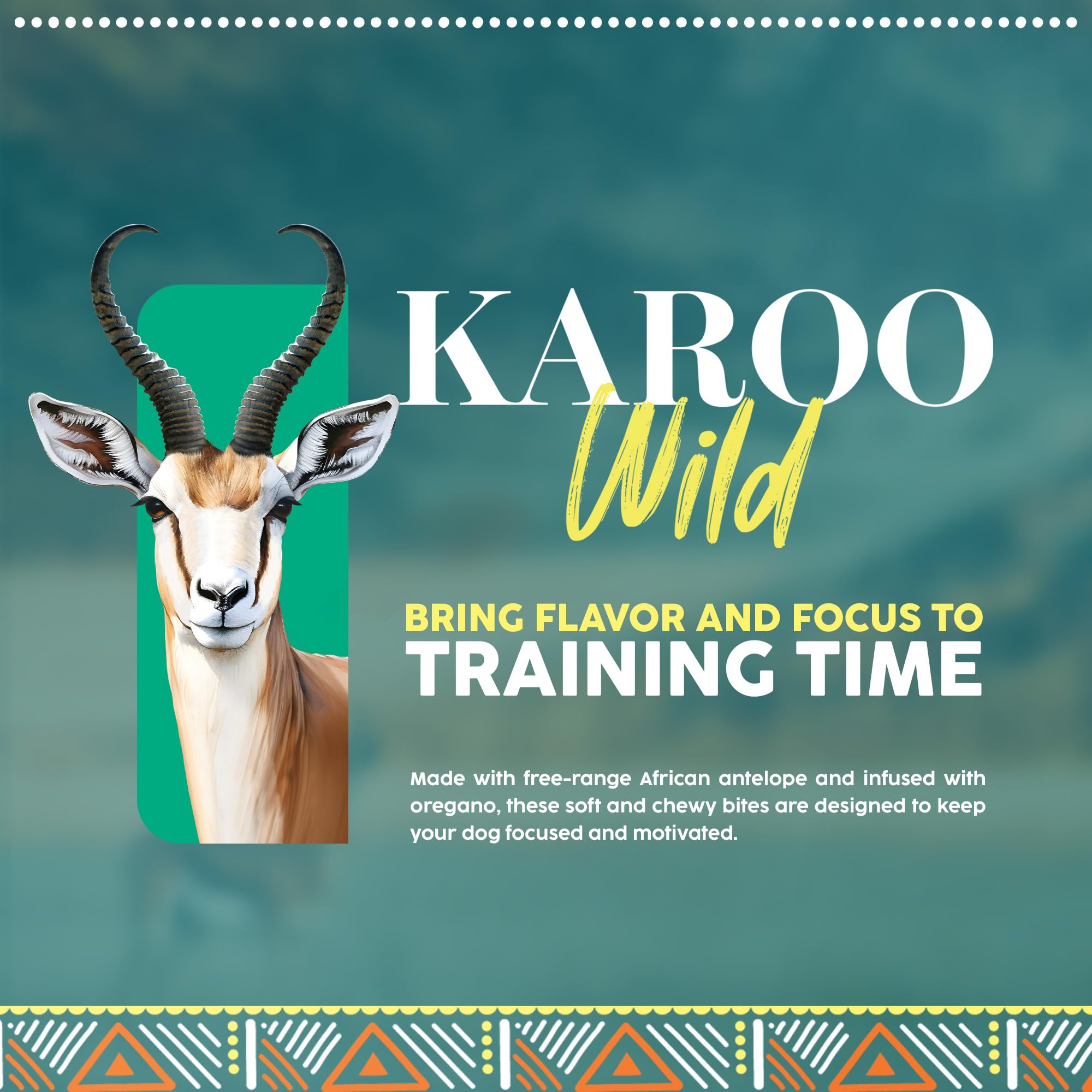 Karoo Wild Trail Bites Oregano Seasoned Treats for Dogs - 8 oz - Soft & Chewy Protein Bites Made with African Antelope - Great f
