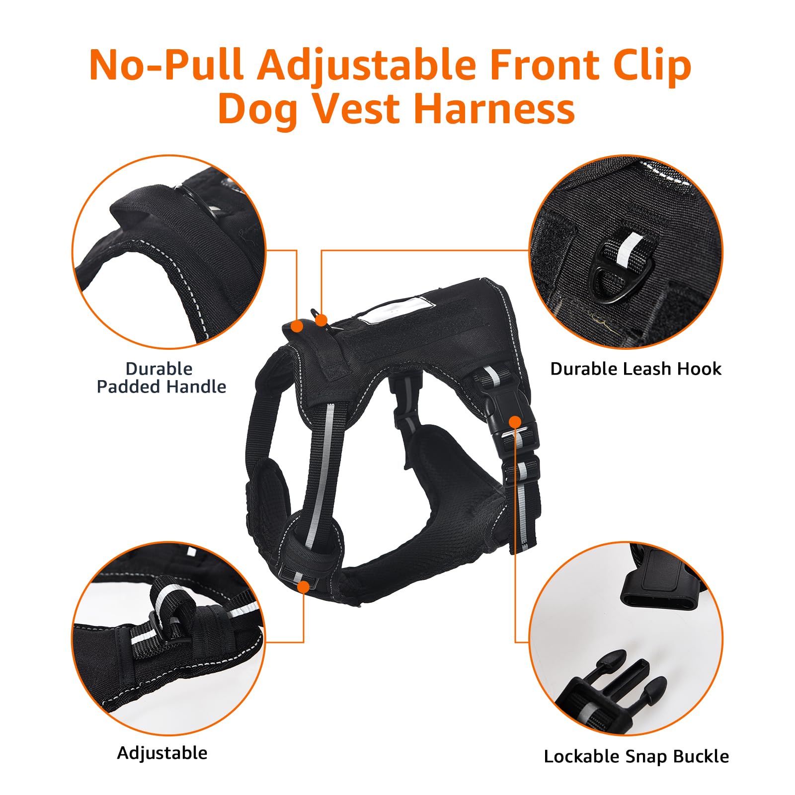 Amazon Basics No Pull Dog Harness, Adjustable Front Clip, Tactical Vest, X-Large, Black