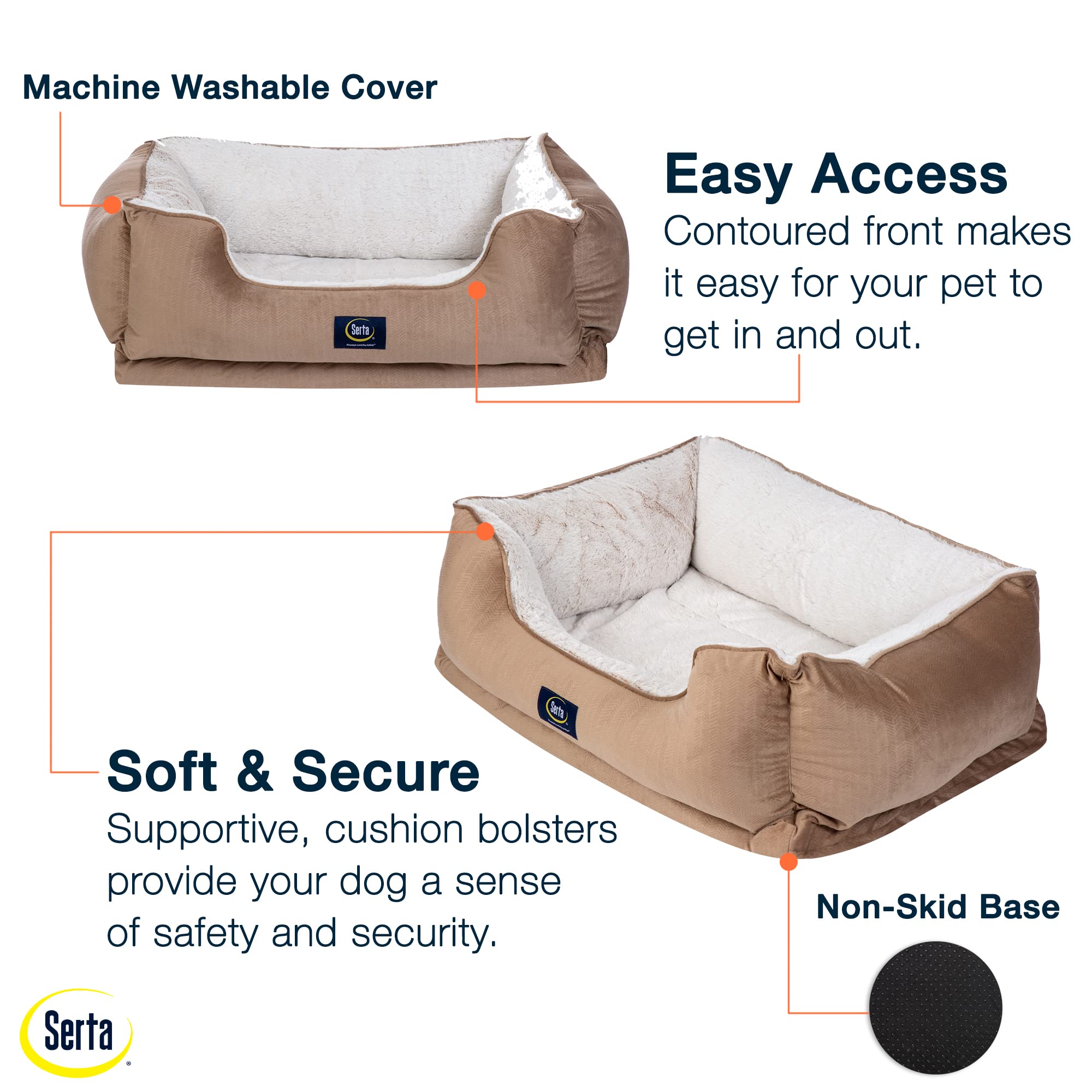 Serta Orthopedic Cuddler Dog Bed For Pets - Desert Sand (X-Large)