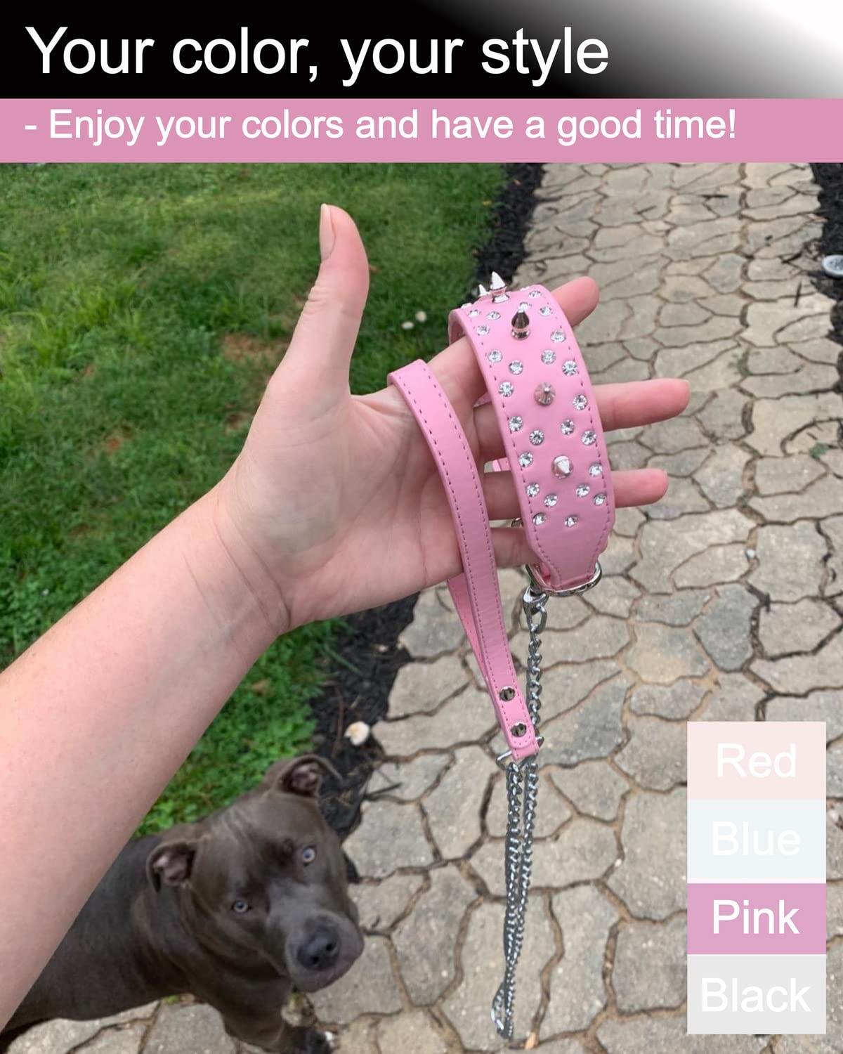 Goliton Dog Leash, Metal Pet Leash With Comfortable Pu Leather Handle For Small And Medium Size Dogs 4 Ft (Pink)