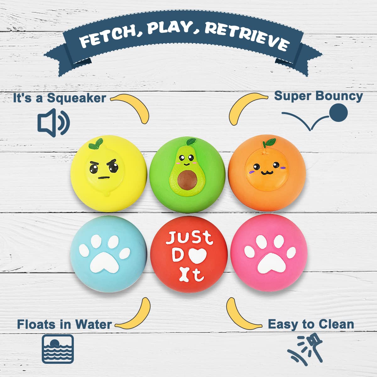 Pawdoer Squeaky Dog Toys - Soft Latex Rubber Squeaky Dog Ball For Small Dogs Puppies - Cute Bounce Dog Squeak Toys Balls With Funny Cute Face