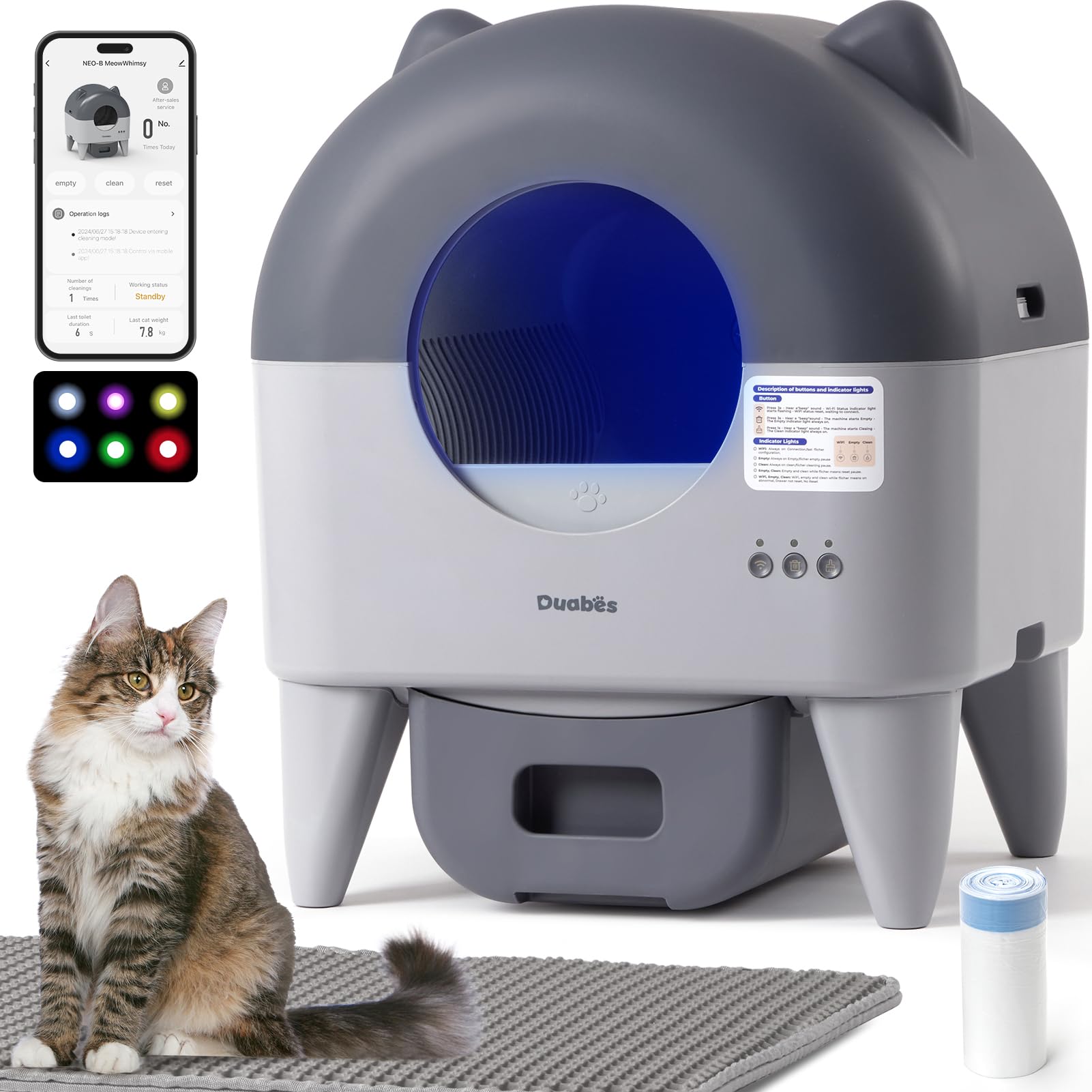 Self Cleaning Litter Box Automatic: Extra Large Self-Cleaning for Multiple Cats - APP-Controlled with Smart Sensors - Odor-Free 