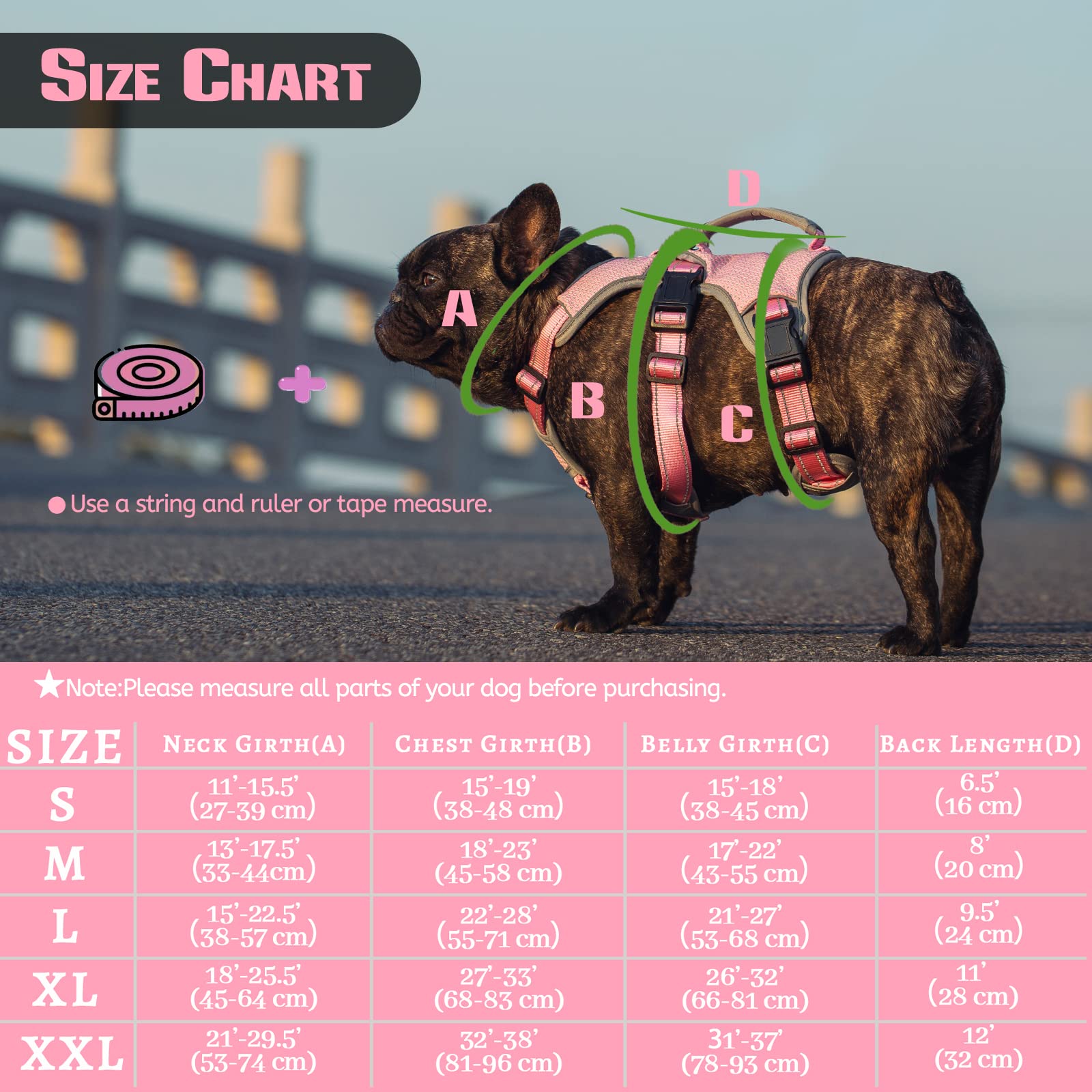 Dog Harnesses Escape Proof, Escape Artist Harness, Fully Reflective Harness With Padded Handle, Breathable,Durable, Adjustable Vest For Large Dogs Walking, Training, And Running Gear Pink (Large)