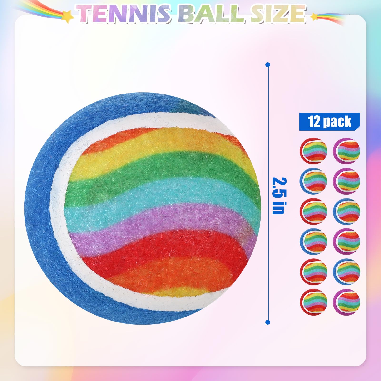 Expawlorer Tennis Balls For Dogs - 12 Pack 2.5 Squeaky Dog Tennis Balls Toys,Christmas Dog Toys Teething Chew Interactive Dog Bo