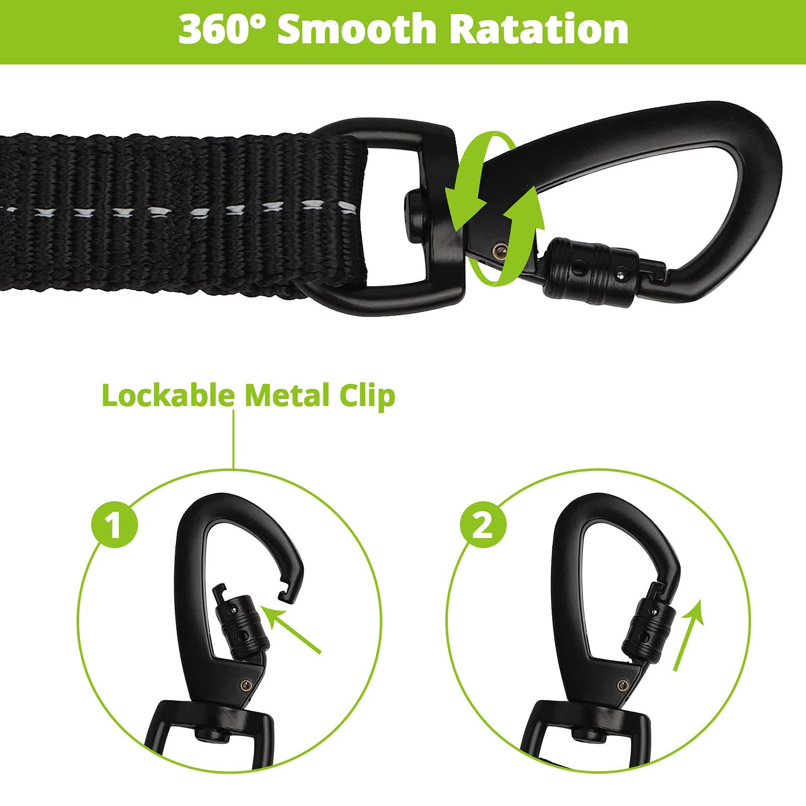 Long Dog Leash 100 Ft: Heavy Duty Rope Leashes For Dogs Training With Swivel Lockable Hook Reflective Threads Bungee And Padded Handle - Dog Lead For Large Small Medium Dogs Outside Walking Hiking