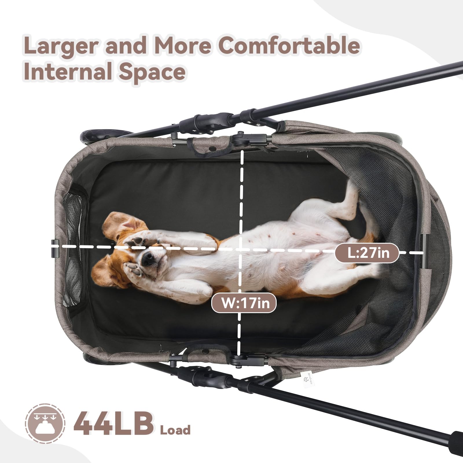 20% Larger Capacity, Wedyvko Dog Stroller for Medium/Small Pets w/Dog Poop Bags & Dispenser, Storage Pouch, Zipperless, Entry in