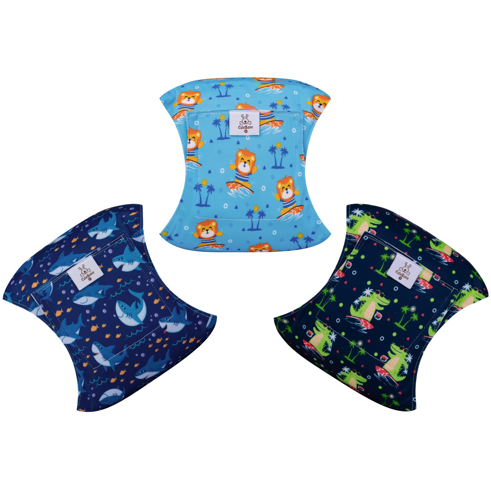 Cutebone Dog Diapers Male Washable Belly Band For Male Dogs Wraps 3Pcs A Pack Dm38Xs