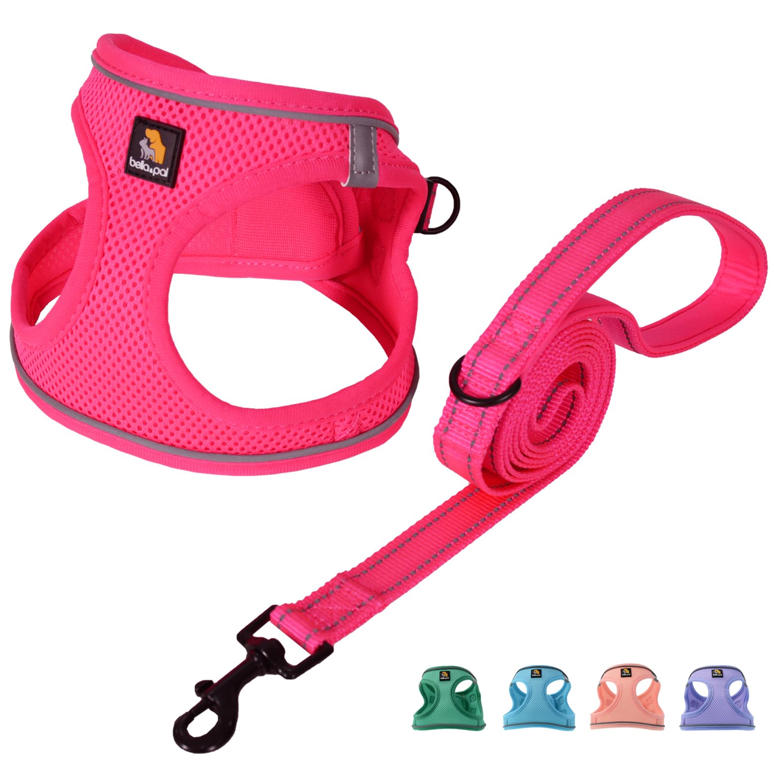 Bella & Pal Puppy Harness With Leash Set, Dog Harness For Small Dogs No Pull, Dog Leash For Small Dogs, Step In Harness For Extra Small Dogs, Hot Pink Harness, M