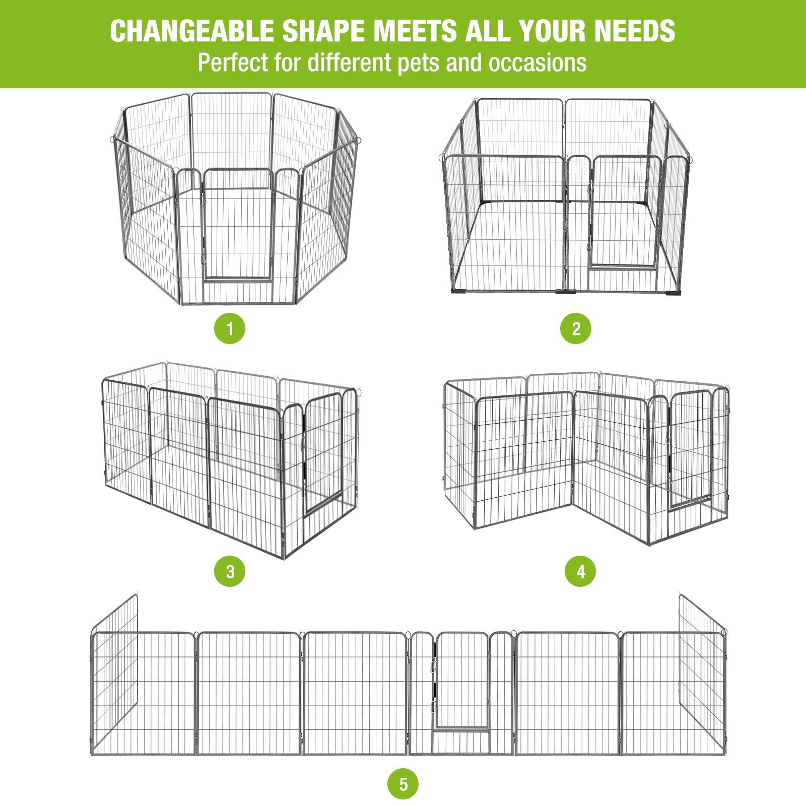 8 Panels Dog Playpen Dog Exercise Pen Heavy Duty Dog Fence Portable Puppy Cats Rabbits Playpen Indoor Outdoor (8 Panels, 39 Inch)