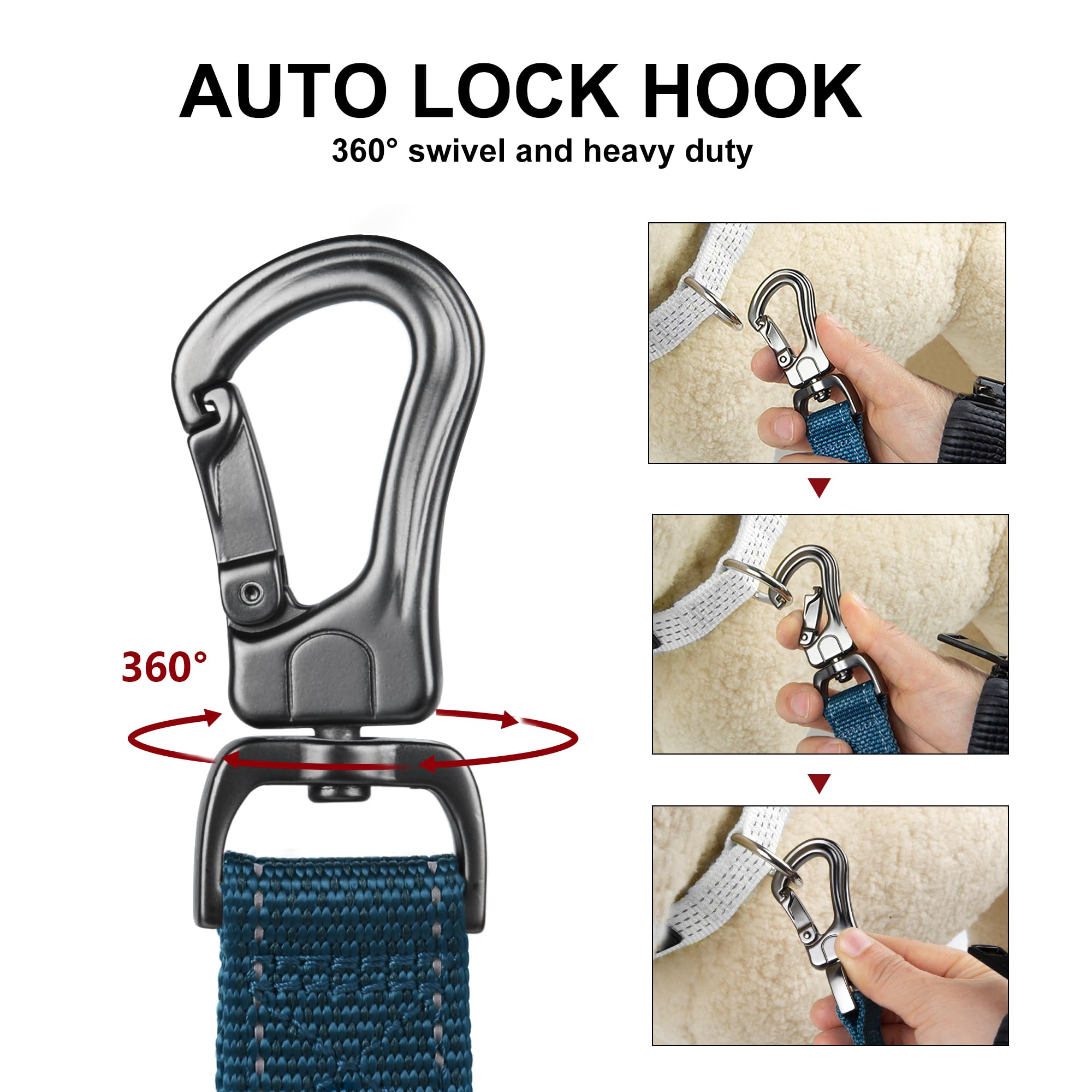 Petifine 6Ft Heavy Duty Dog Leash With Soft Padded Double Handle, Durable Strong Clasp Dog Leashes, Reflective Nylon Walking Lea