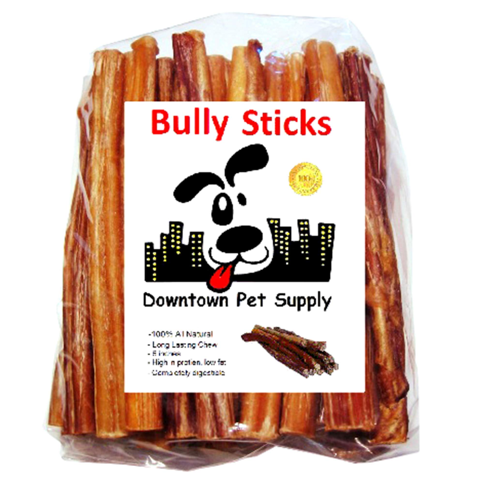 Downtown Pet Supply 6-inch Bully Sticks for Dogs, Pack of 100 - Single Ingredient, Nutrient-Rich and Odor Free Bully Sticks for 