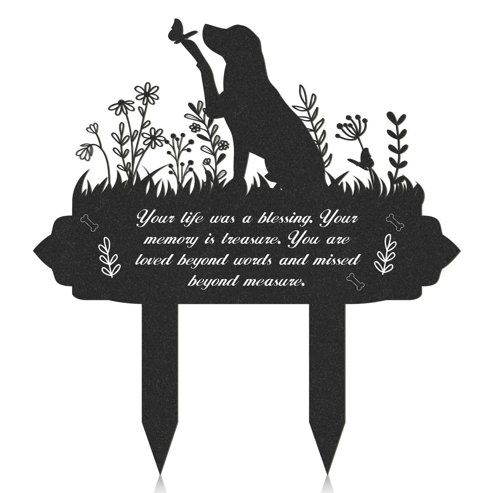 Rngmsi Memorial Pet Grave Markers, Metal Dog Markers Garden Grave Decorations For Cemetery, Waterproof Stakes Plaque Pets Headst