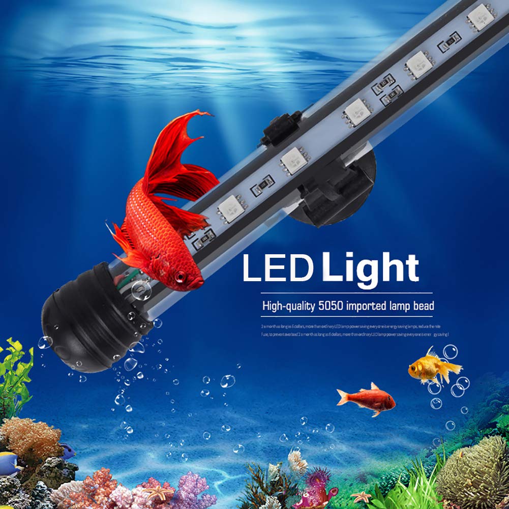 Mq 8 In Submersible Led Aquarium Light, 1.2W Color Changing Fish Tank Light With Remote Control, Ip68 Crystal Glass 9 Leds Lights Bar, For Fish Tank 10-15 Inch