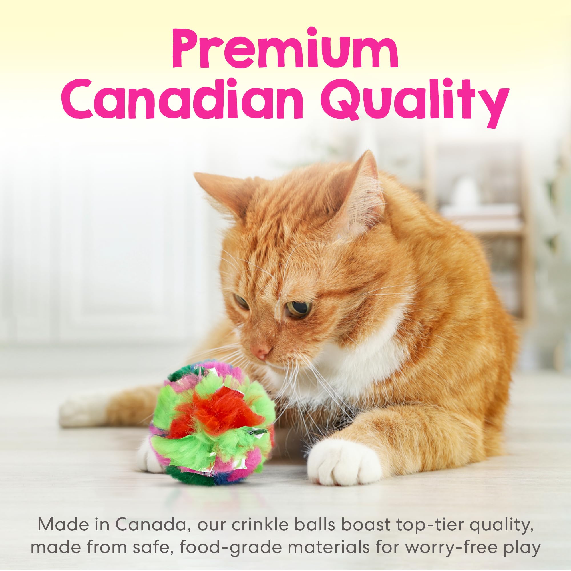 Jumbo Cat Crinkle Ball (12-Pack) - 3.5 Lightweight Crinkle Cat Toy For Indoor Cats - Safer Than Foil And Mylar Balls - Irresis