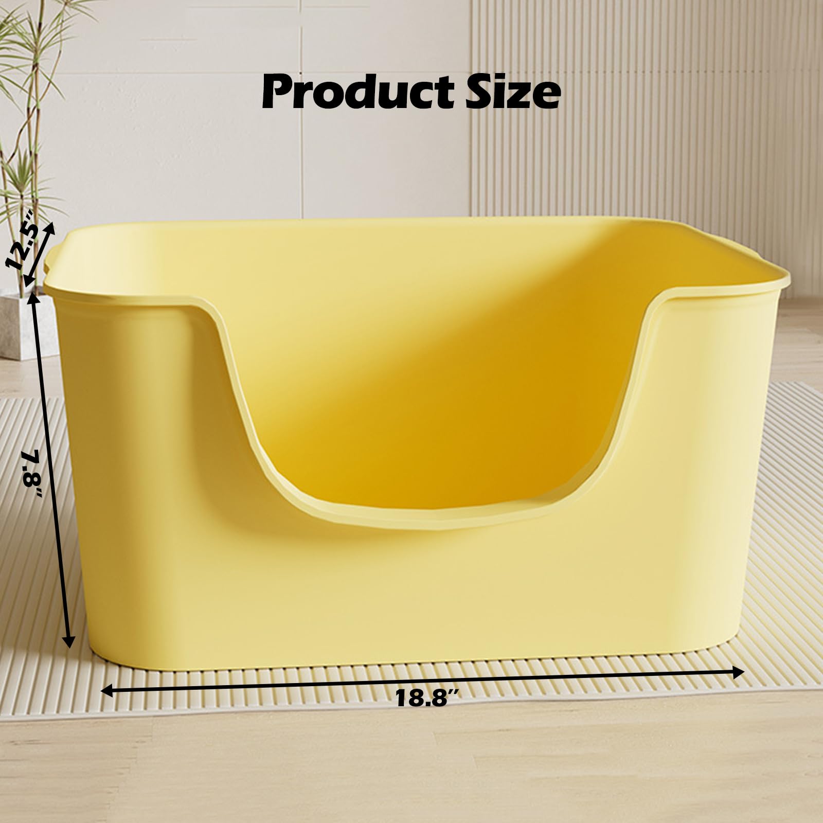 LoopTime Small Cat Litter Box with High Sides,Cat Boxes for Indoor Cats,Cat Litter Pan for Kitty,Litter Box with Low Entry,Easy