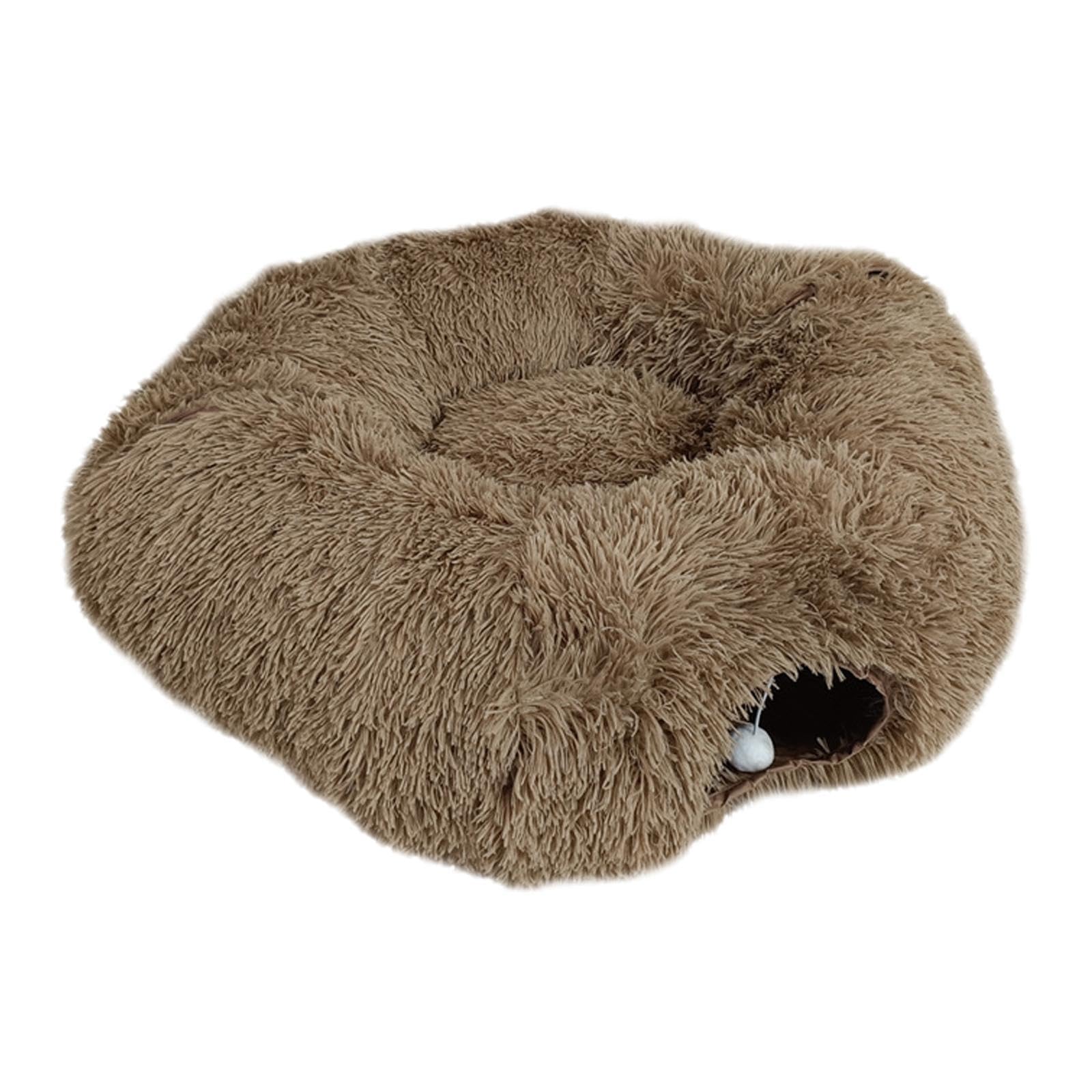 Myaddiction Cat Tunnel Bed Lightweight Cat House Donut Tunnel For Indoor Cats Play Chase Brown