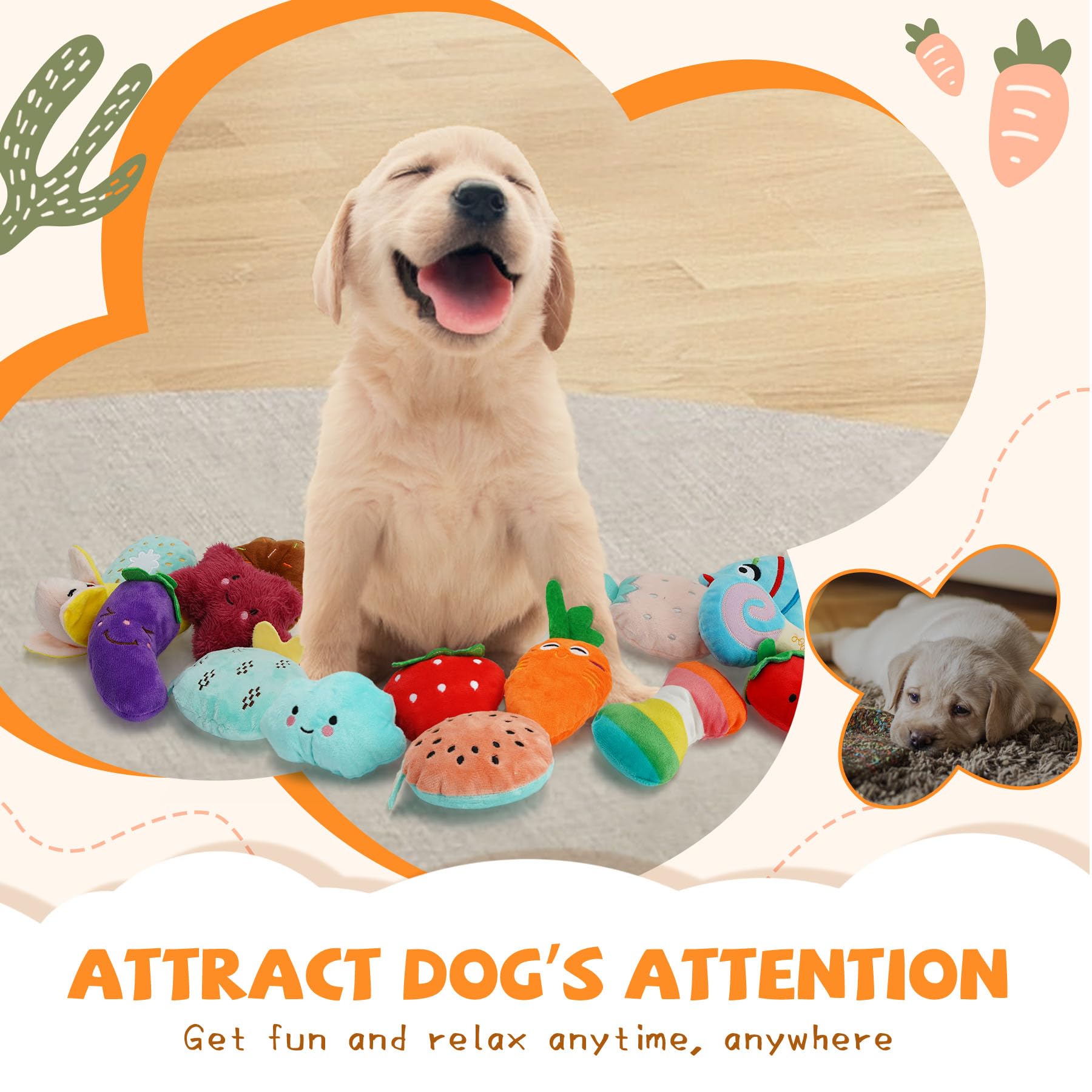 Qtwoof Charming Chorus 20-Pack Squeaky Toys Set - 4 Bags, Plush Puppy Toys With Cute Characters For Small Dogs, Interactive Sque