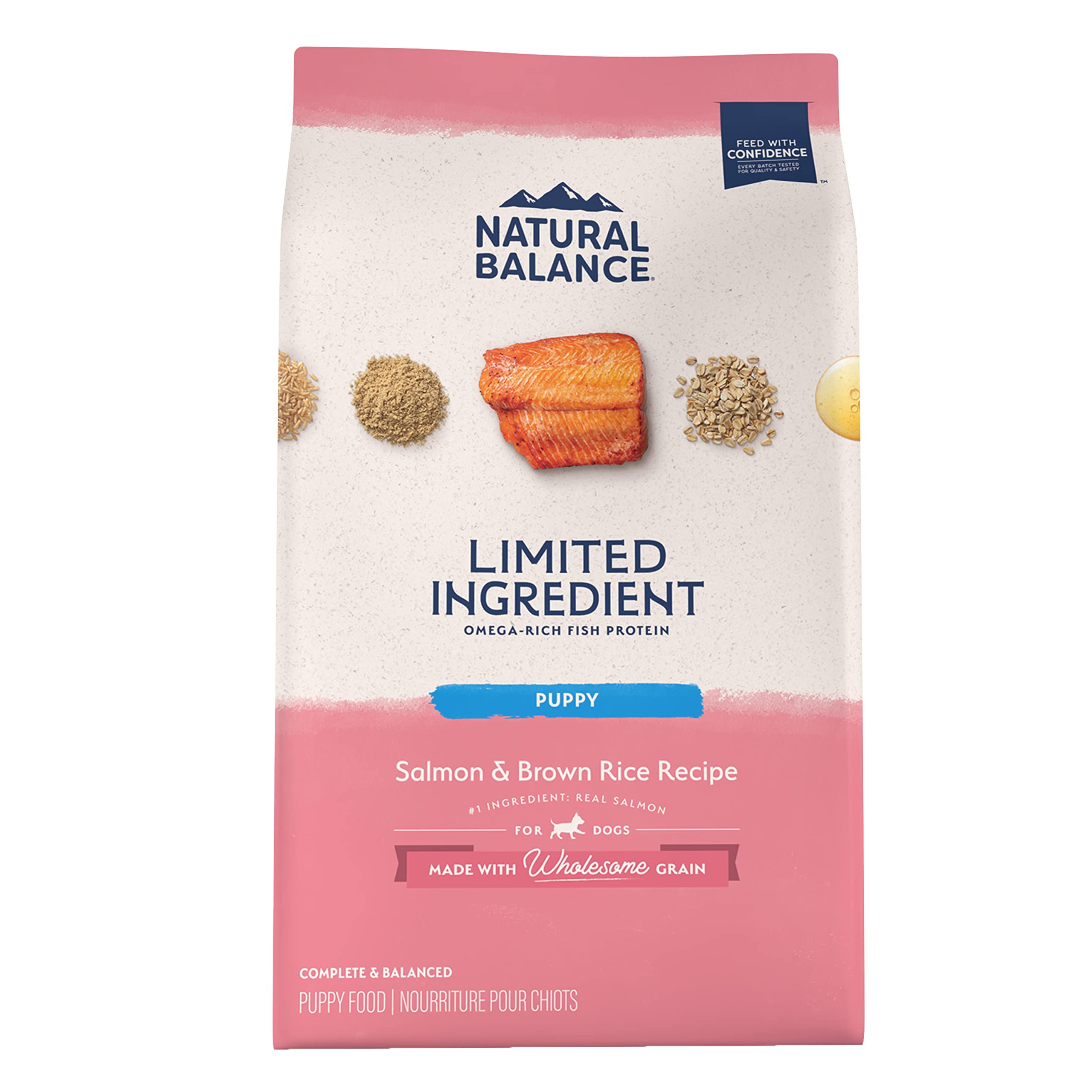 Natural Balance Limited Ingredient Puppy Dry Dog Food with Healthy Grains, Salmon & Brown Rice Recipe, 4 Pound (Pack of 1)
