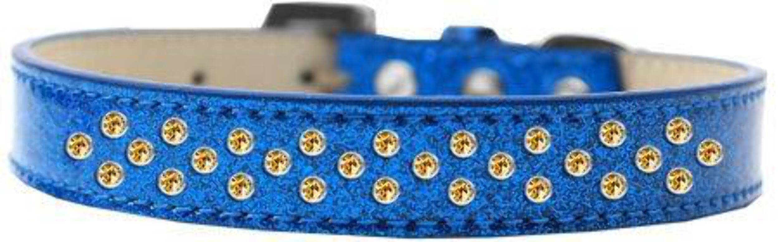 Mirage Pet Products Sprinkles Ice Cream Dog Collar with Yellow Crystals, Size 16, Blue