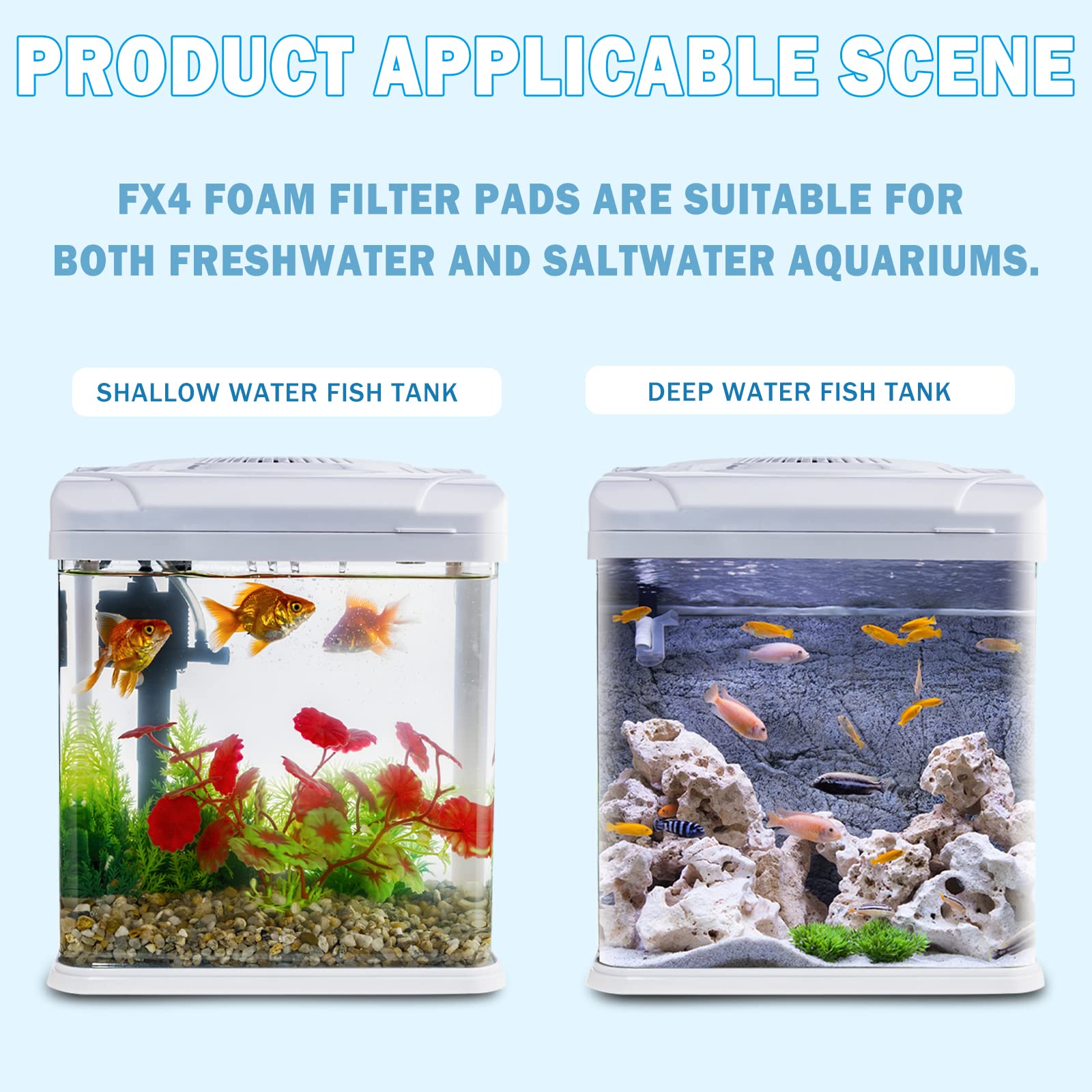 Podoy Fx4 Foam Filter Pads - Replacement for Fluval FX5/FX6, 12 Packs, White Sponge Foam