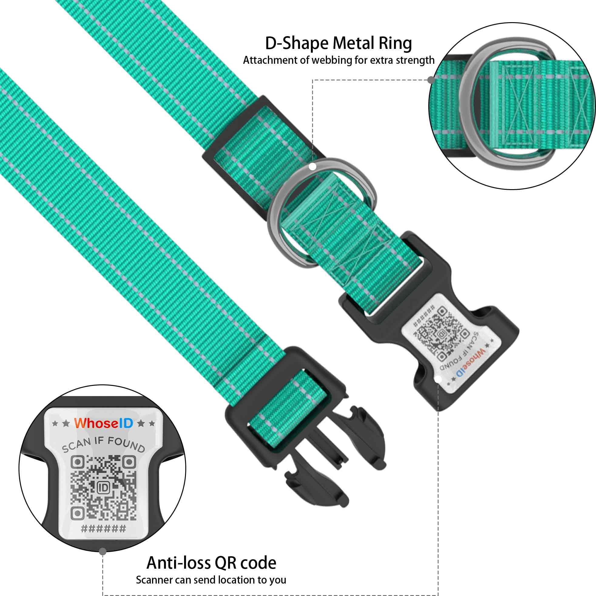 Dog Collar With Qr Code, Reflective Pet Collar, Soft Neoprene Padded & Safety Locking Buckle Adjustable Puppy Collar (Xs,Teal)