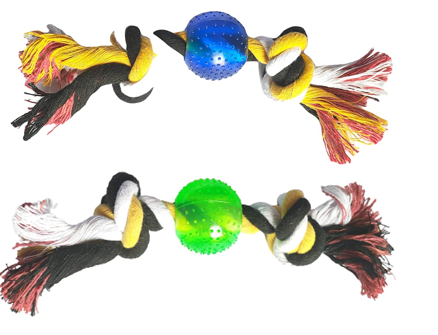 Dog Trust Imported, Tennis Ball, Rope Tug, Chew Toy For Puppy/Dog With Rubber Ball Pack Of 2