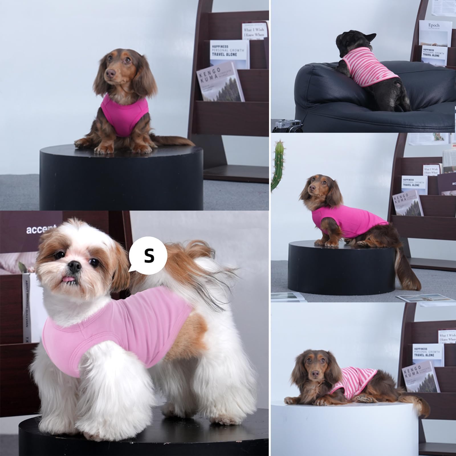 3 Pack Pink Striped Dog T Shirt For Small Dogs,Medium Sleeveless Dachshund Tee For Rainy Weather,Keep Body Heat After Runing,Lig