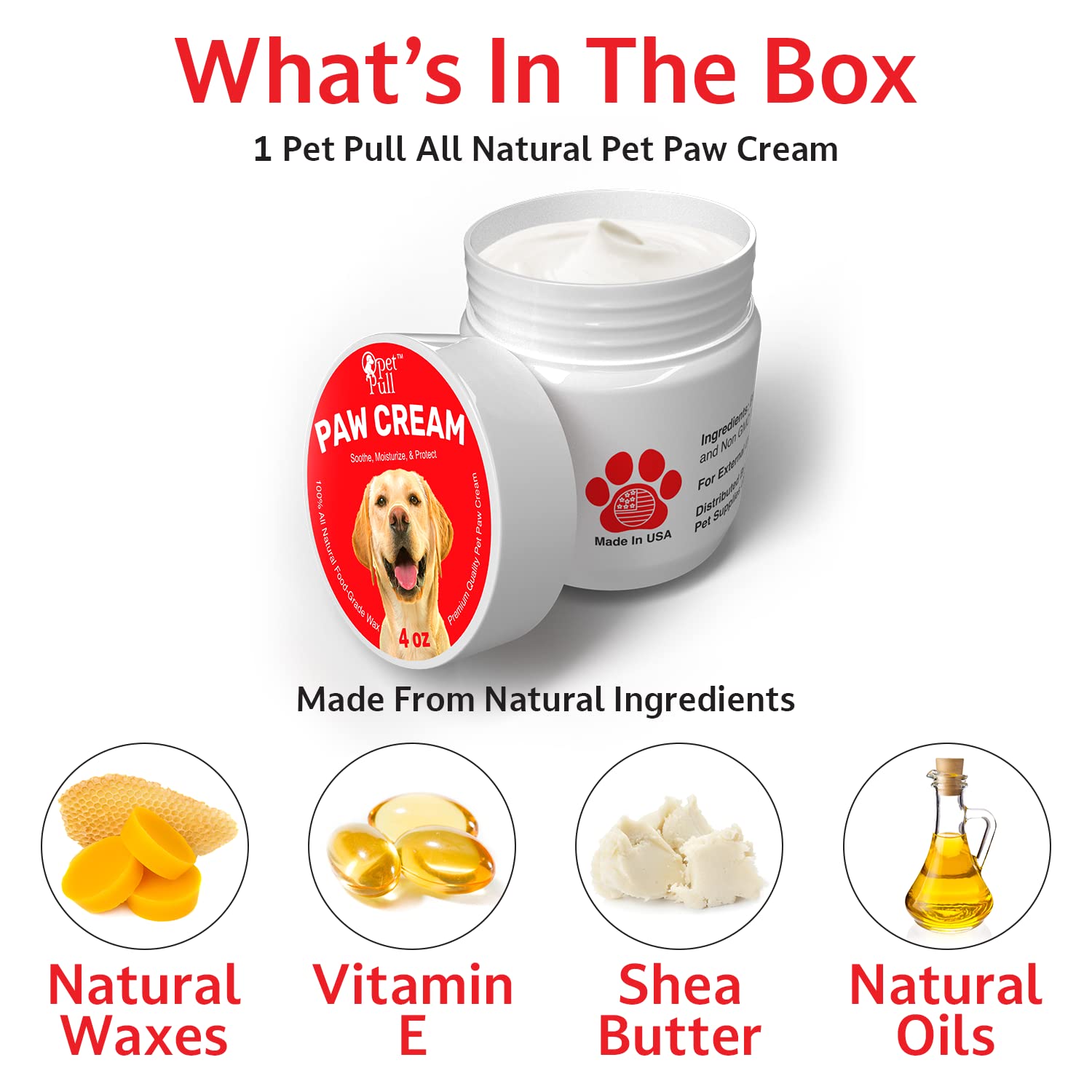 Paw Cream 4 Oz Dog Paw Protector For Heat, Cold & Rough Surfaces - Paw Moisturizer Balm With Natural Waxes & Oils - Puppy Invisible Boot Soothes, Moisturizes, Protects
