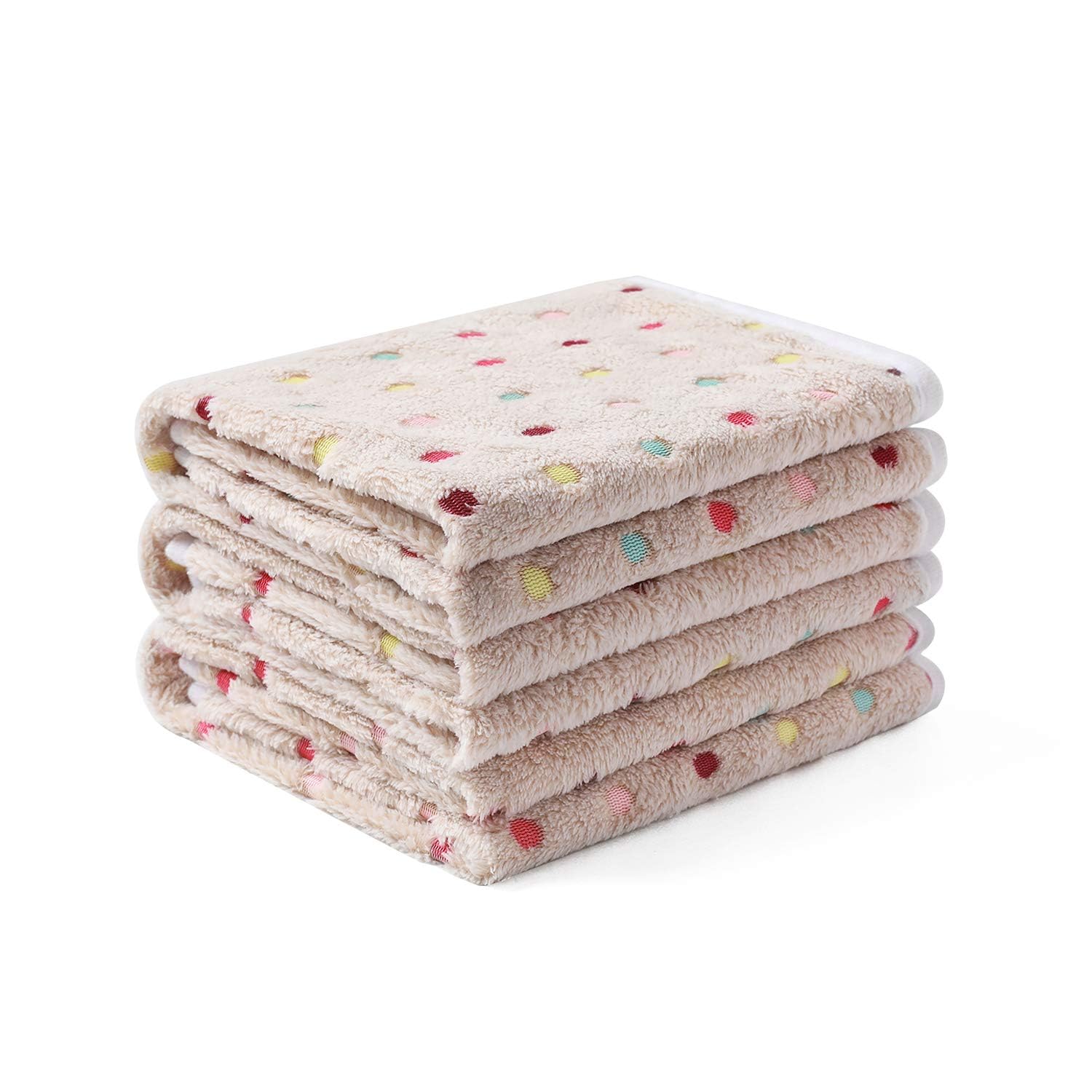 Luciphia 1 Pack 3 Blankets Super Soft Cute Dot Pattern Pet Blanket Flannel Throw For Dog Puppy Cat Medium(30X20), Brown