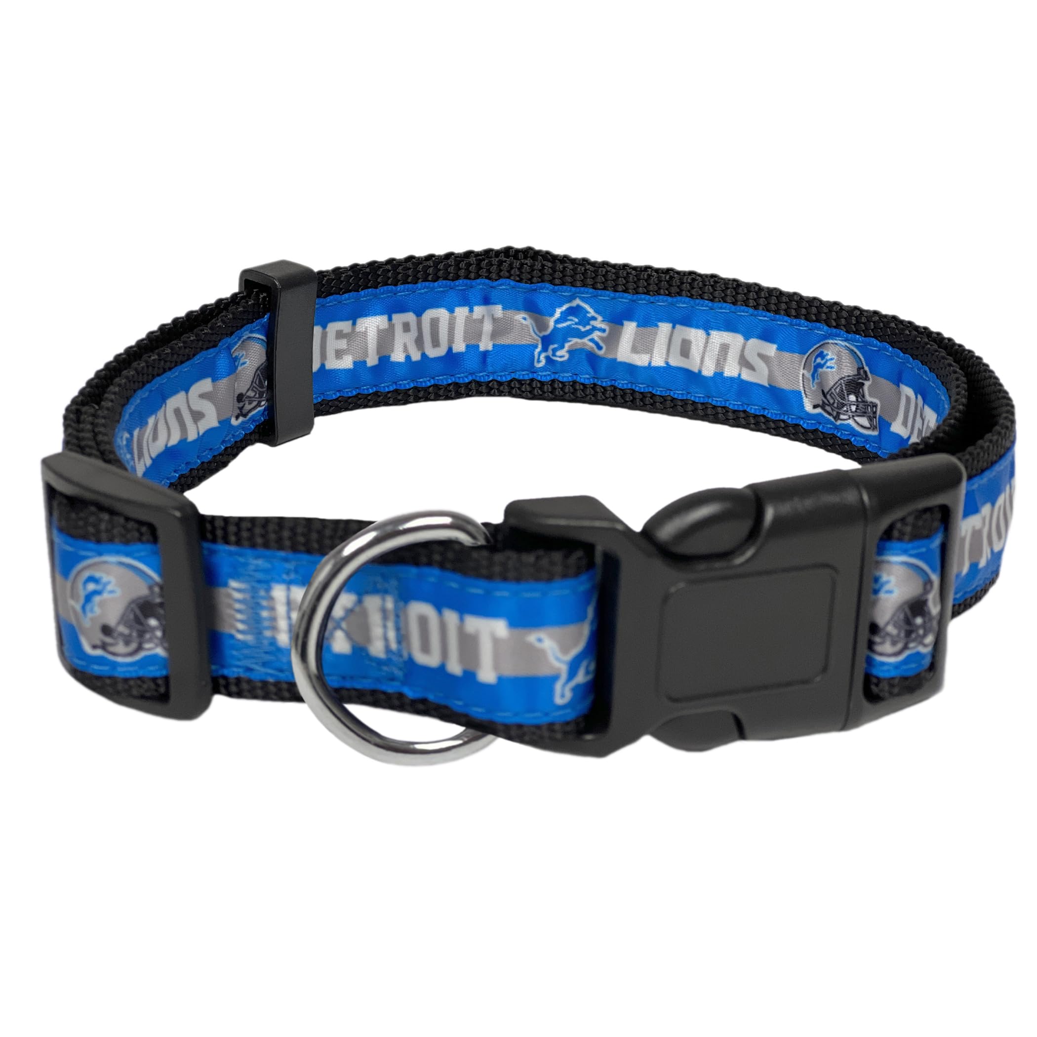 Pets First NFL Detroit Lions Licensed PET COLLAR, Small - Heavy-Duty, Strong, and Durable Dog Collar. Available in 31 Football T