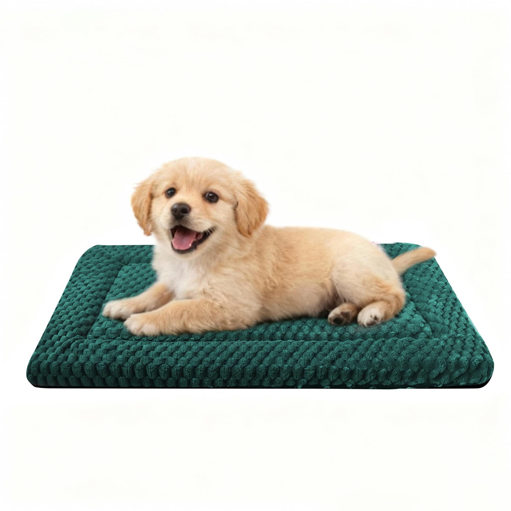 Dog Bed Crate Mat, Soft Durable Washable Anti-Slip Kennel Pad for Dogs & Cats, Reversible (Dark Green, S(24*18*1.5))