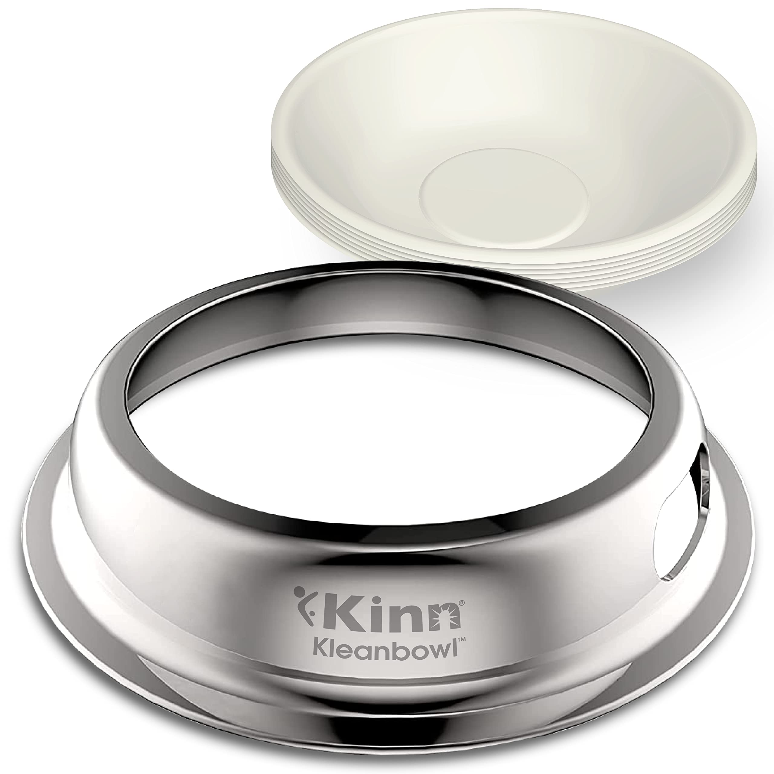 Kinn Kleanbowl Pet Bowl Stainless Steel Frame with Compostable Refills, 24 oz (Pack of 1) - Spill-Proof Stable Disposable Dog Bo