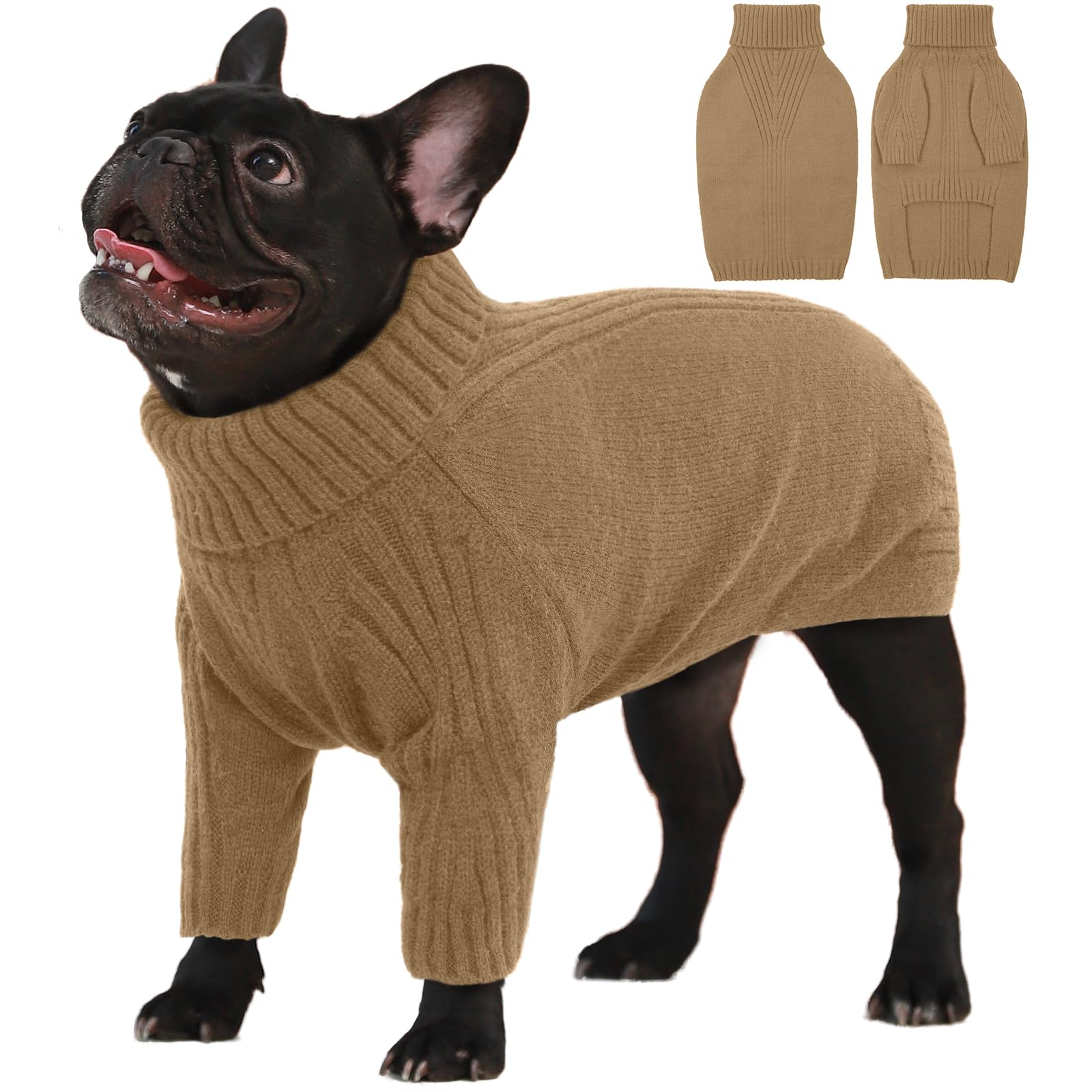 Iecoii Large Dog Sweater,Pet Dog Sweaters For Large Dogs Boy,Thanksgiving Fall Knit Doggie Sweatshirt,Turtleneck Thick Warm Girl
