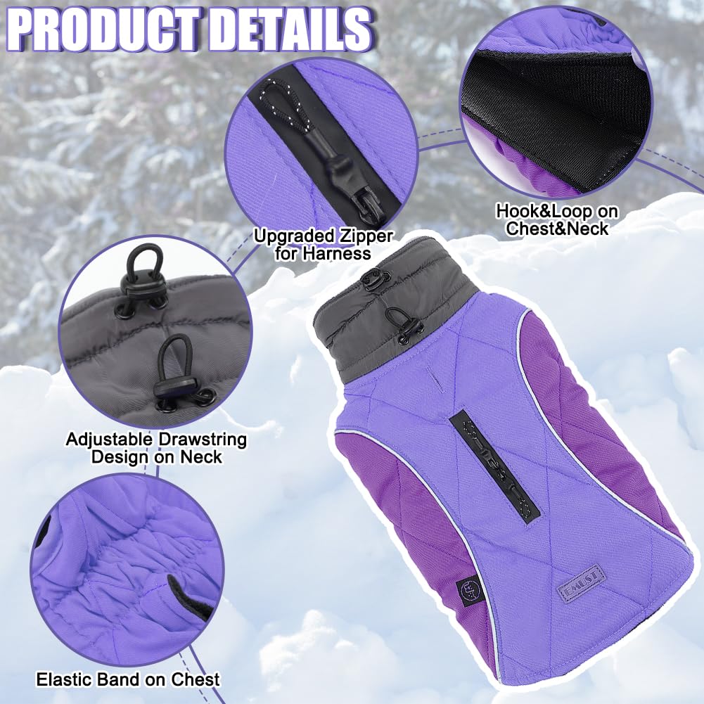 Emust Dog Winter Coats, Windproof Dog Jackets For Cold Weather With Lofty Collar, Reflective Puppy Clothes For Small Dog Clothes