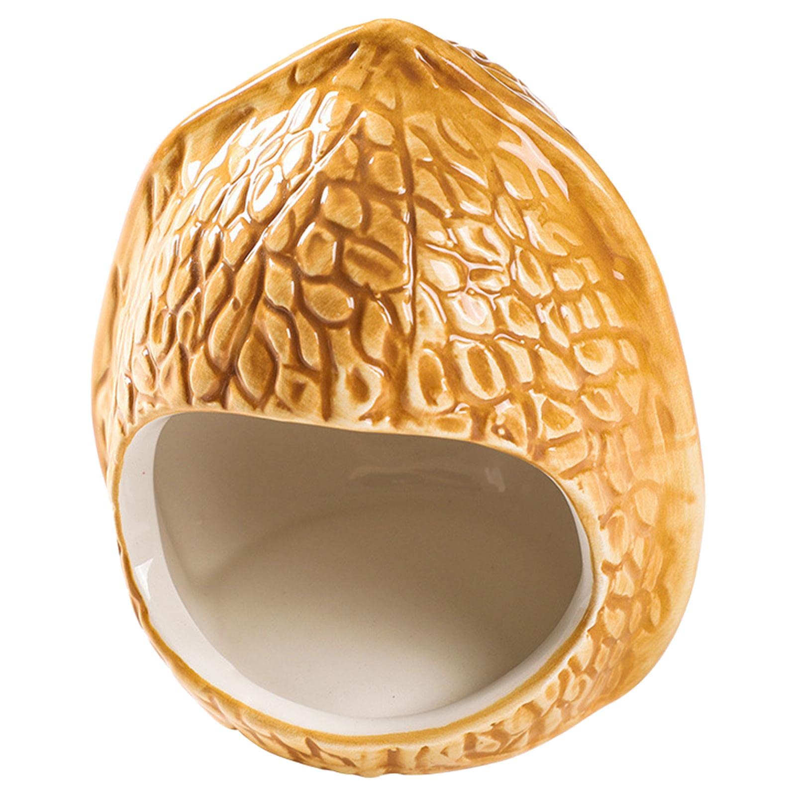CALANDIS Cute Ceramic Hamster Cage Small Animal House Pet Nesting Mini Hut Summer Walnut | Beds Hammocks & Nesters | Small Anima