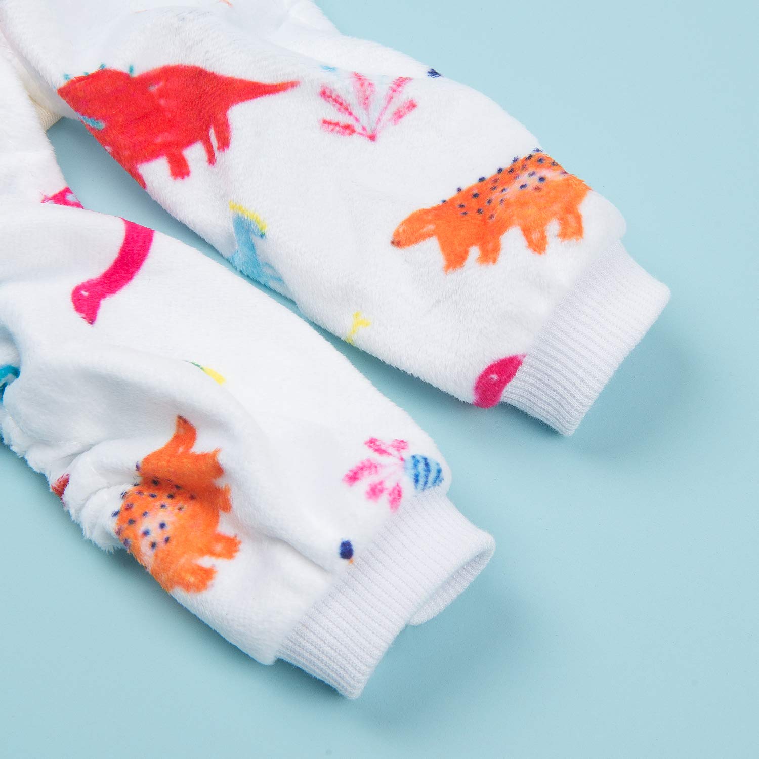 CuteBone Dinosaur Dog Pajamas, Soft Fleece Pet Apparel for Small Dogs, White Dino, Chest Girth 14"-14.5", Back Length 9.5"-10"