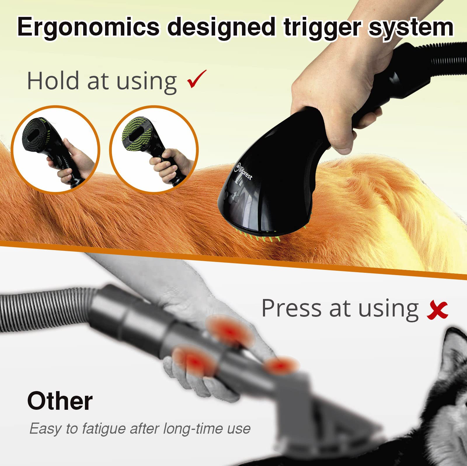Gforest Pet Vacuum Grooming Comb Brush for Dogs & Cats, Plastic, Black, 1 Count, Model SK-PET-ZW-17