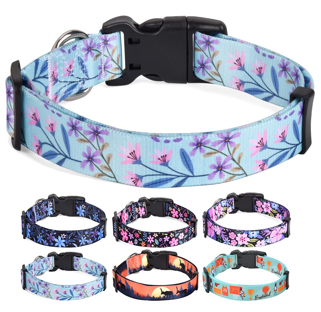 Hqyddmi Halloween Dog Collar With Pumpkin Bat Cats, Ghosts Print, Soft Comfortable Adjustable Collars For Small Medium Large Dogs(Halloween,L)