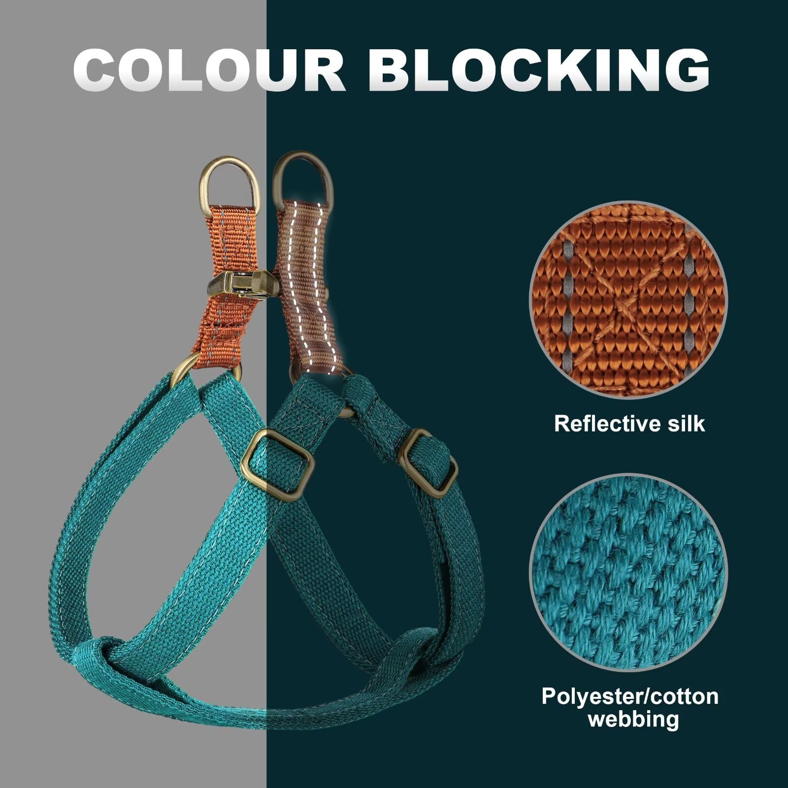 Didog Step In Dog Harness With Metal Buckles, Freedom Nylon Dog Halter Vests For Medium Dogs Easy Walking Training(M:Chest 19-28