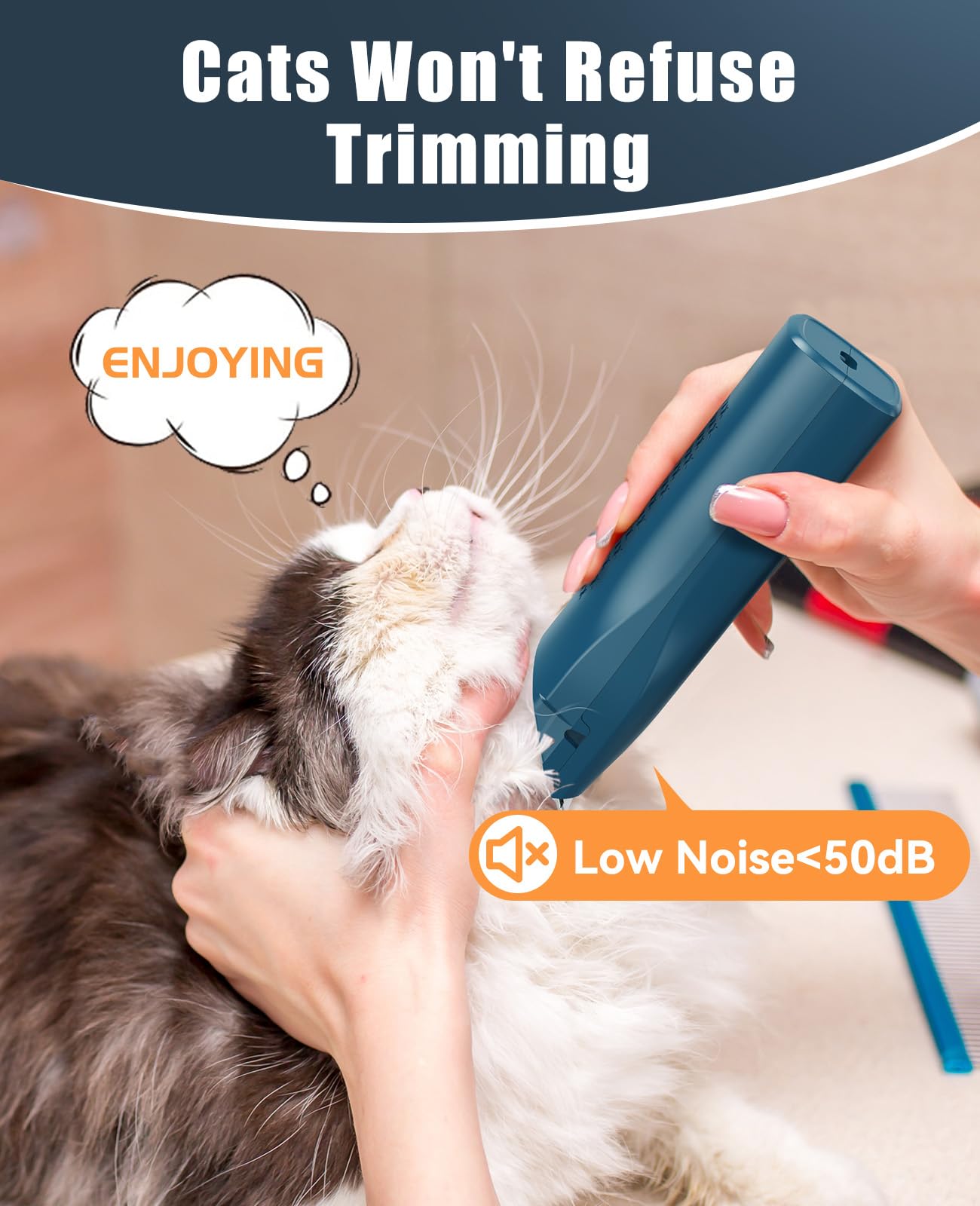 Oneisall Pet Clippers For Cat Matted Hair, Small Clippers Low Noise Dog Trimmers For Dog Grooming, Pet Hair Trimmer For Small Pets (Standard Blade)