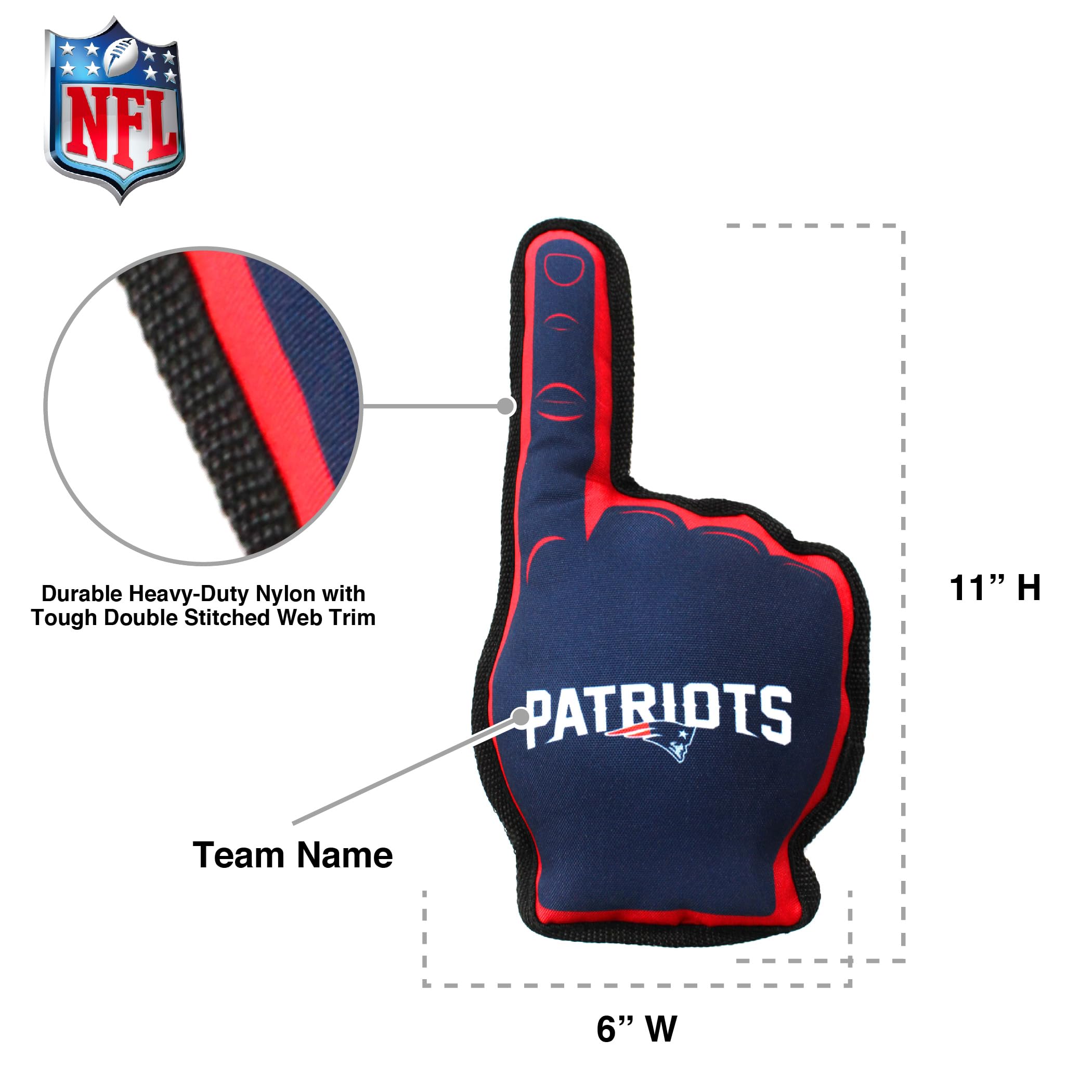 Nfl New England Patriots #1 Fan Toy For Dogs & Cats. Best Tough Pet Toy With Inner Squeaker