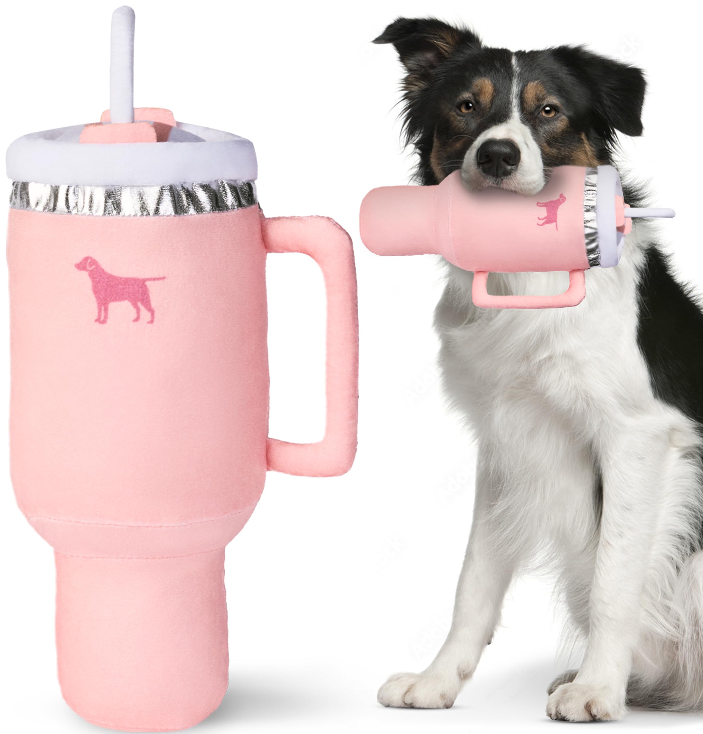 Puproar Pup Cup Tumbler Dog Toy - Funny Birthday Dog Toy For Girl Dogs Or Puppies, Cute Squeaky Plush Gift (Pink Peach Dust)