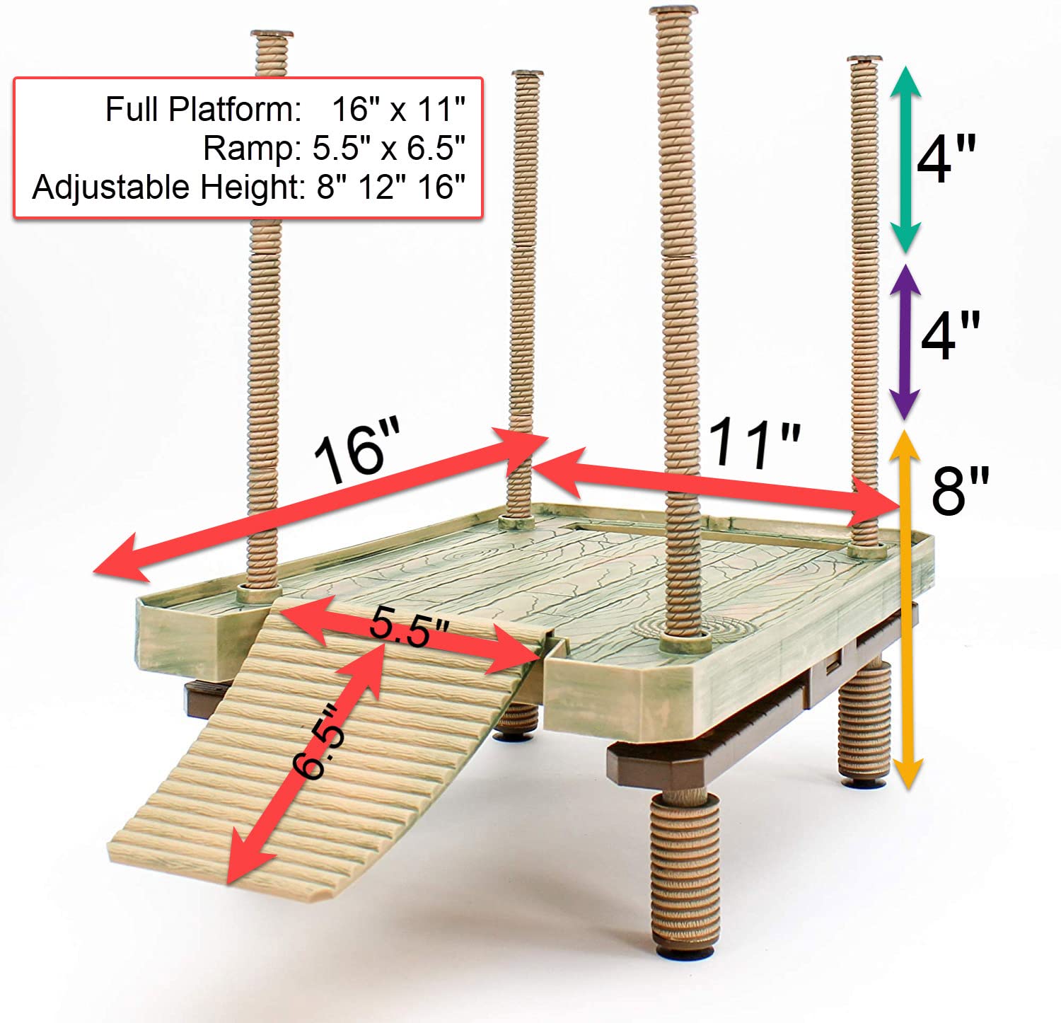 Penn-Plax Reptology Aquatic Turtle Pier And Basking Platform | Floating Above Tank | Decorative, Functional, And Naturally Inspired For Aquariums And Terrariums | Large Size (Rep603)